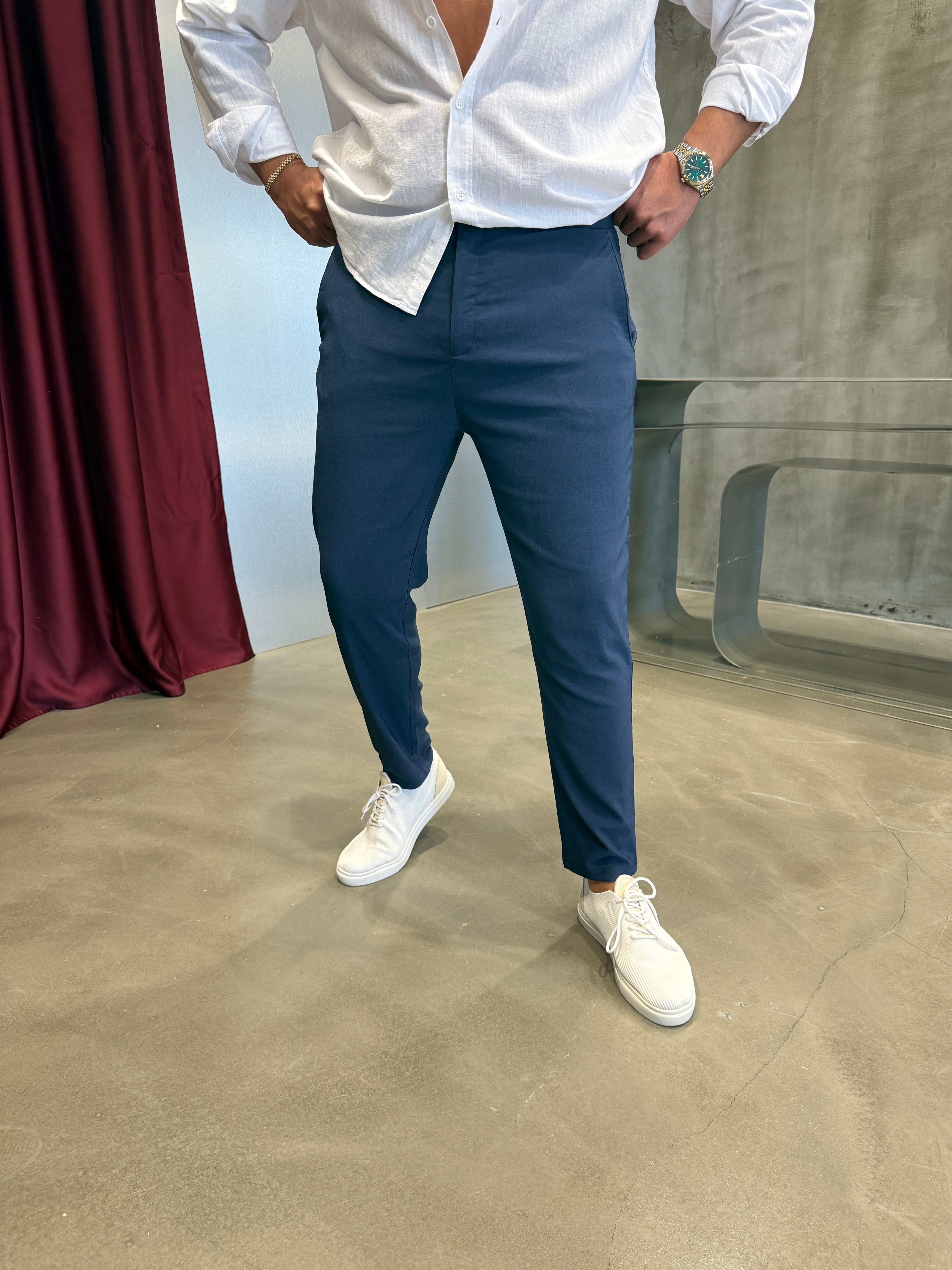 Krem Bel Lastik Pantolon