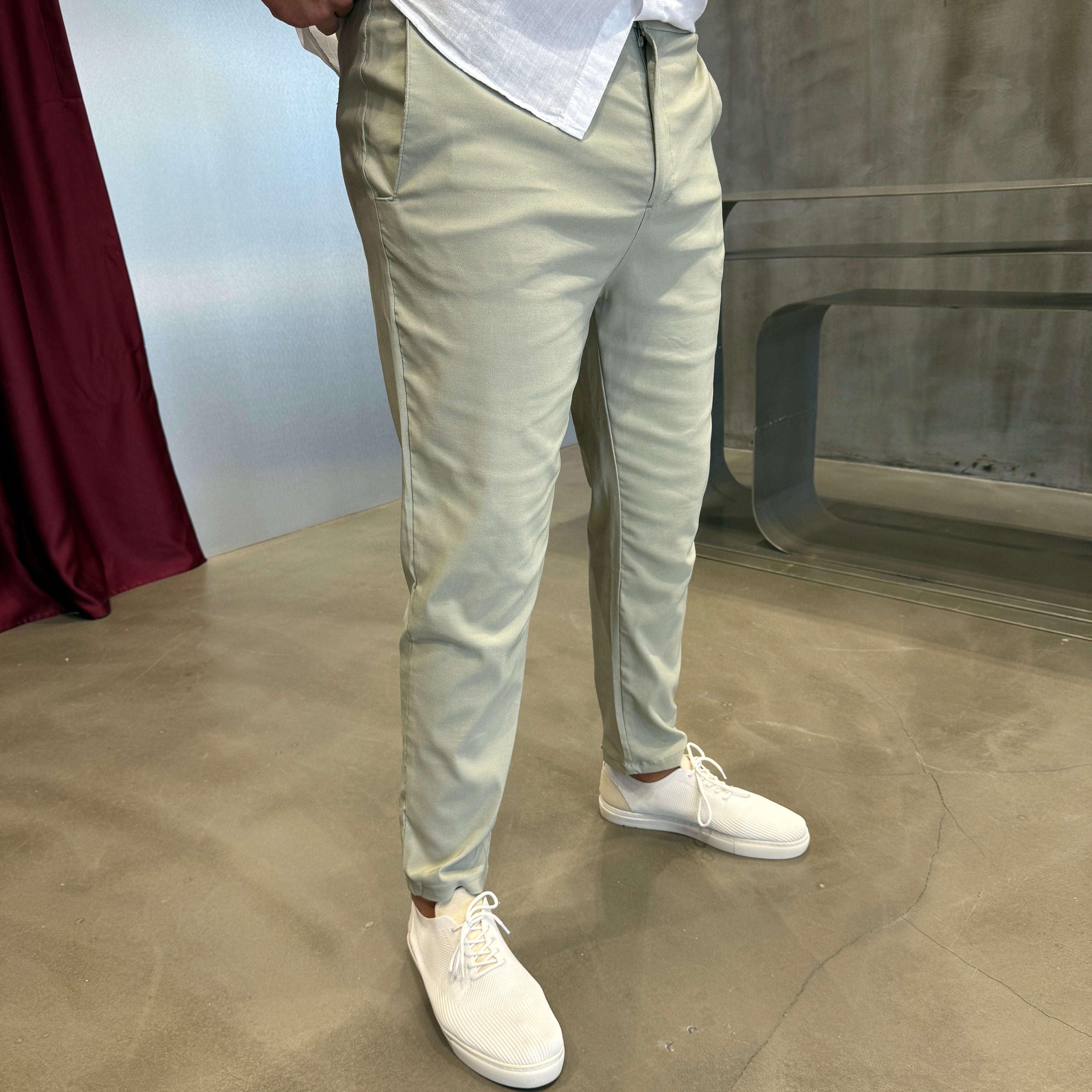 Krem Bel Lastik Pantolon