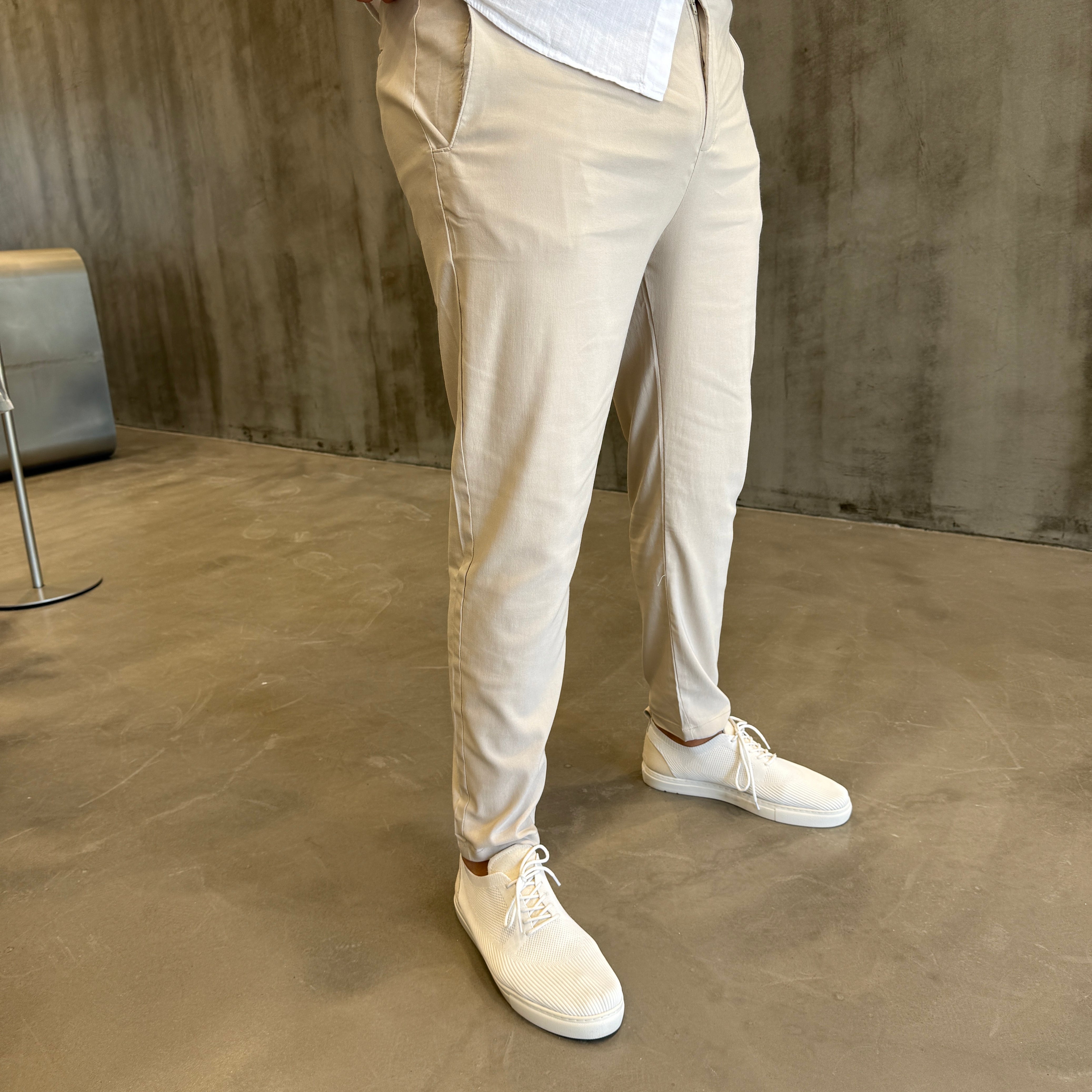 Krem Bel Lastik Pantolon