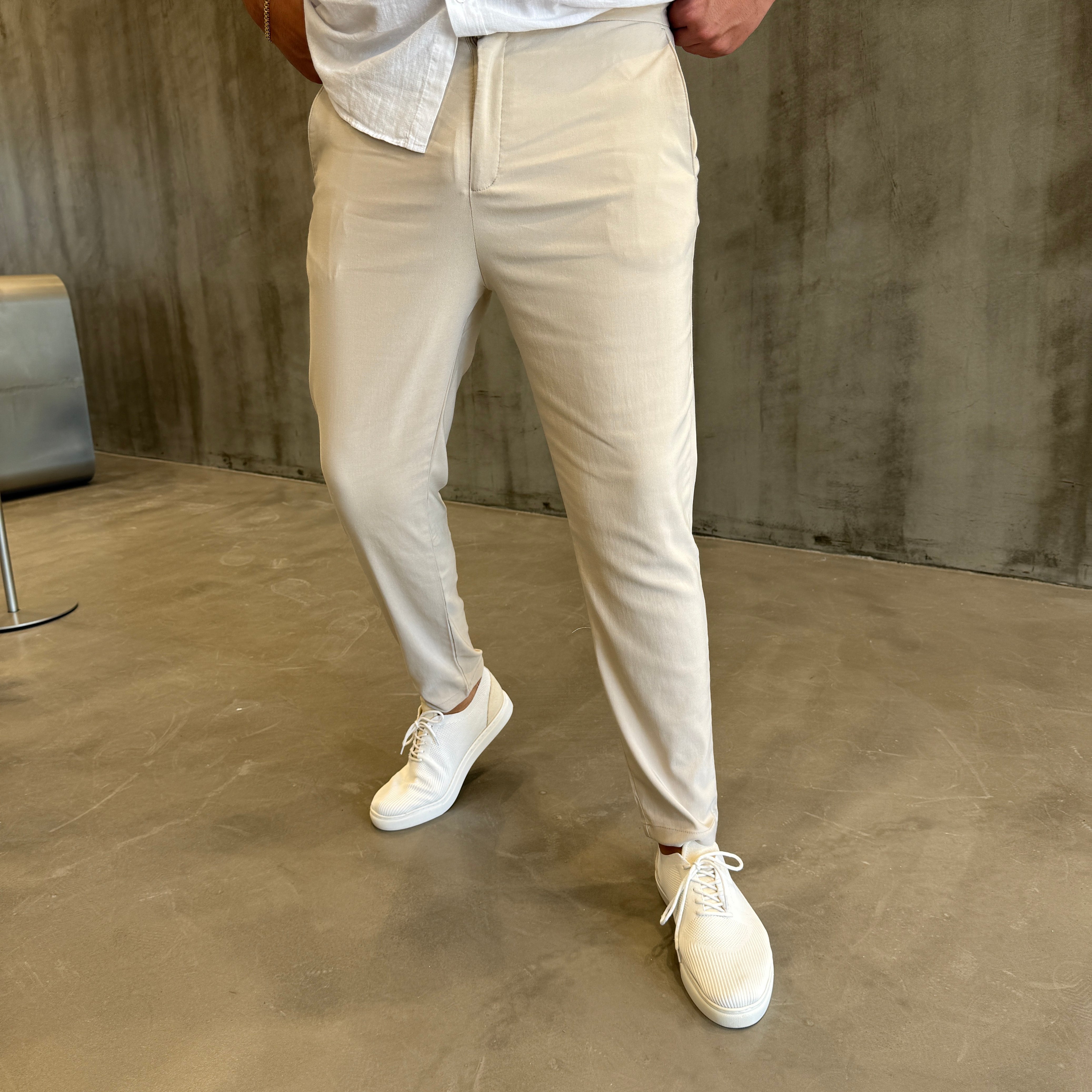 Krem Bel Lastik Pantolon
