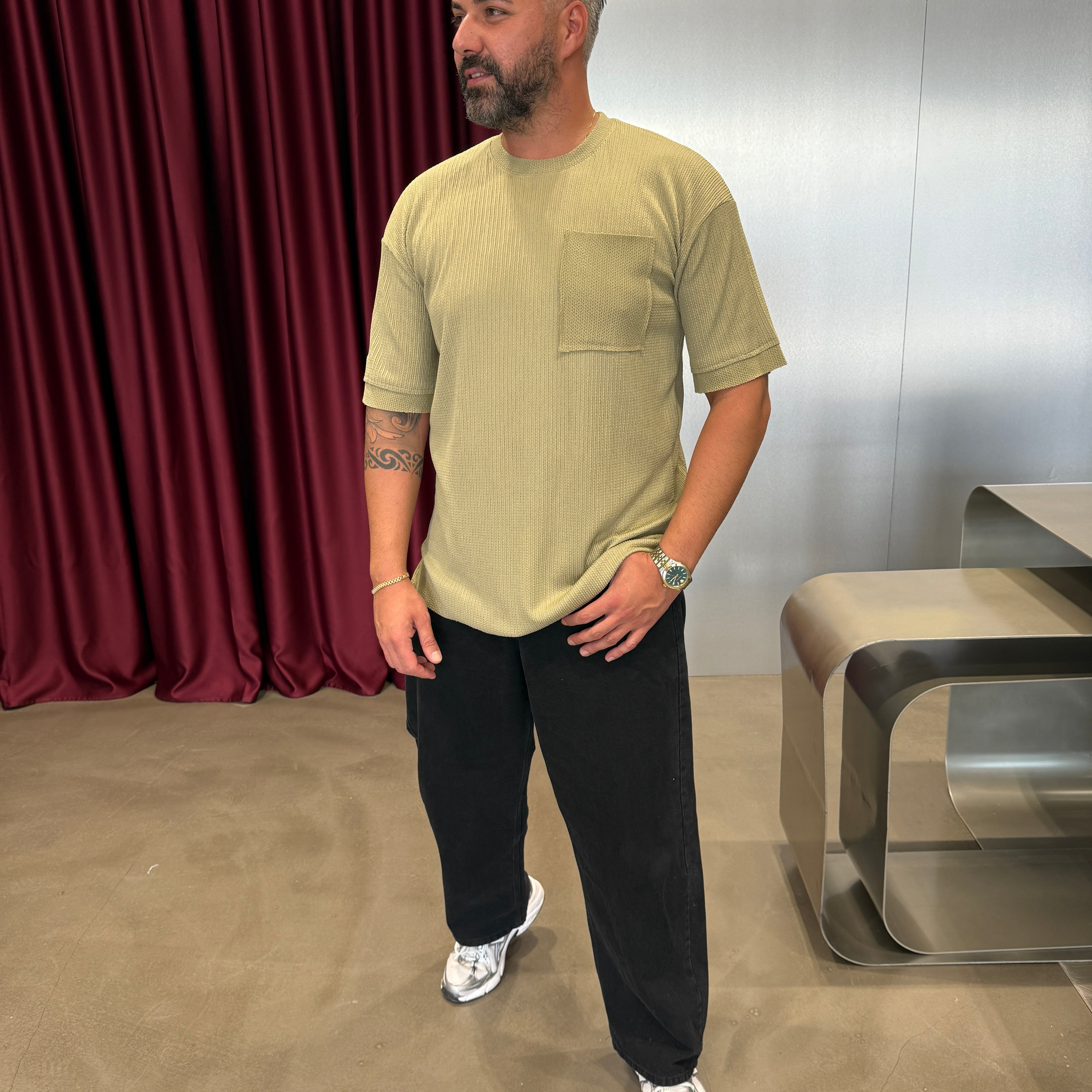 Yeşil Kırinkıl Tek Cepli T-Shirt