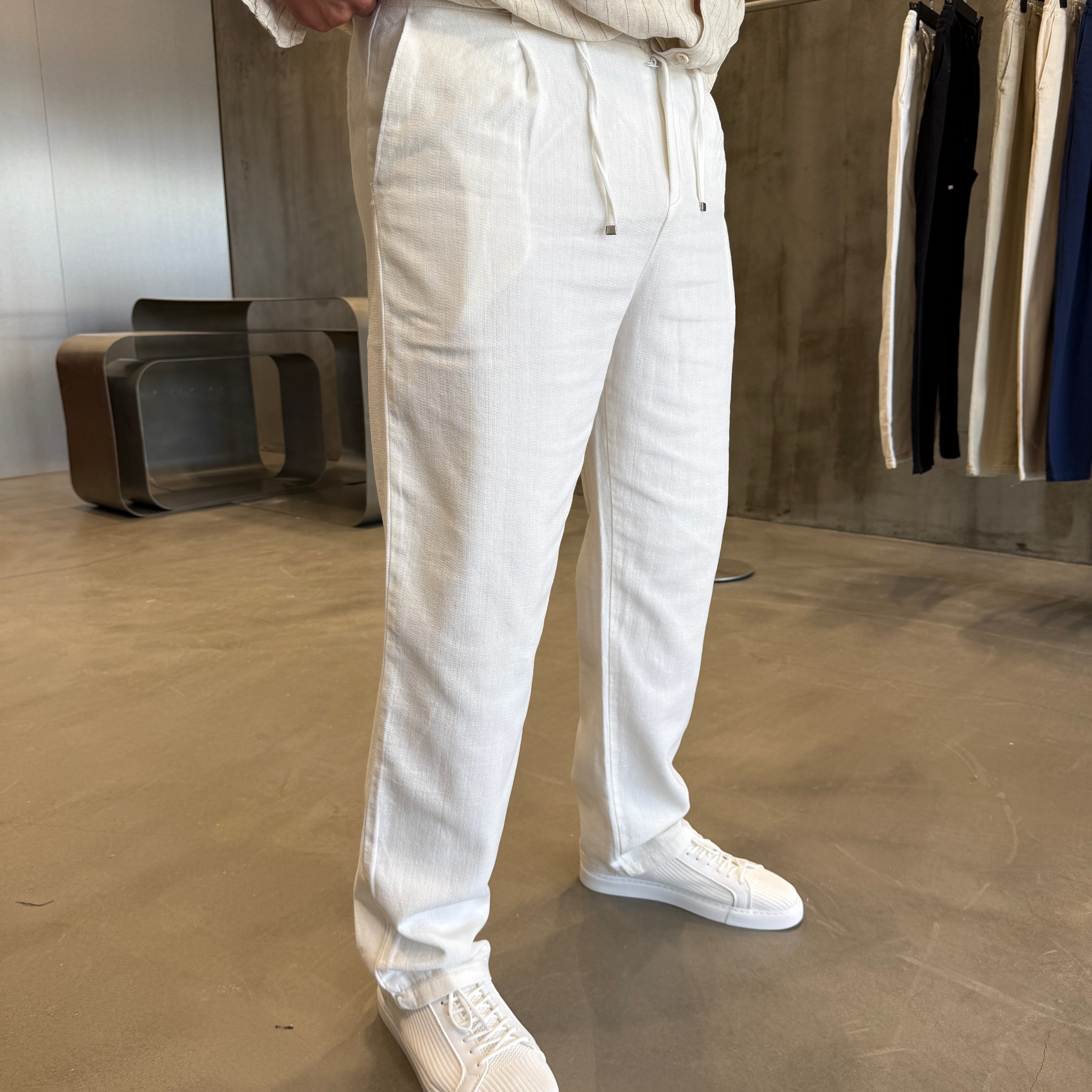 Kahve İpli Keten Pantolon