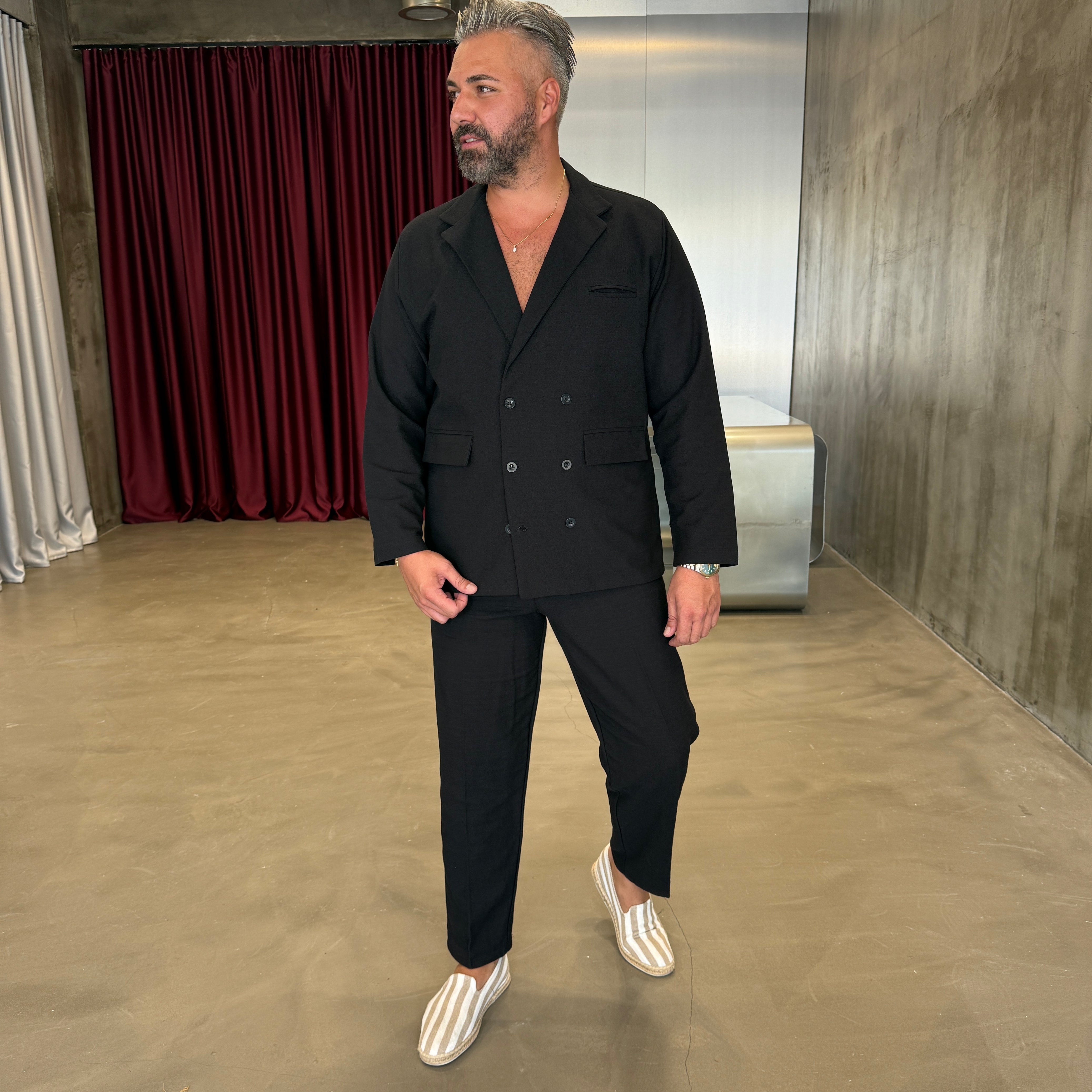 Siyah Premium Linen Takım