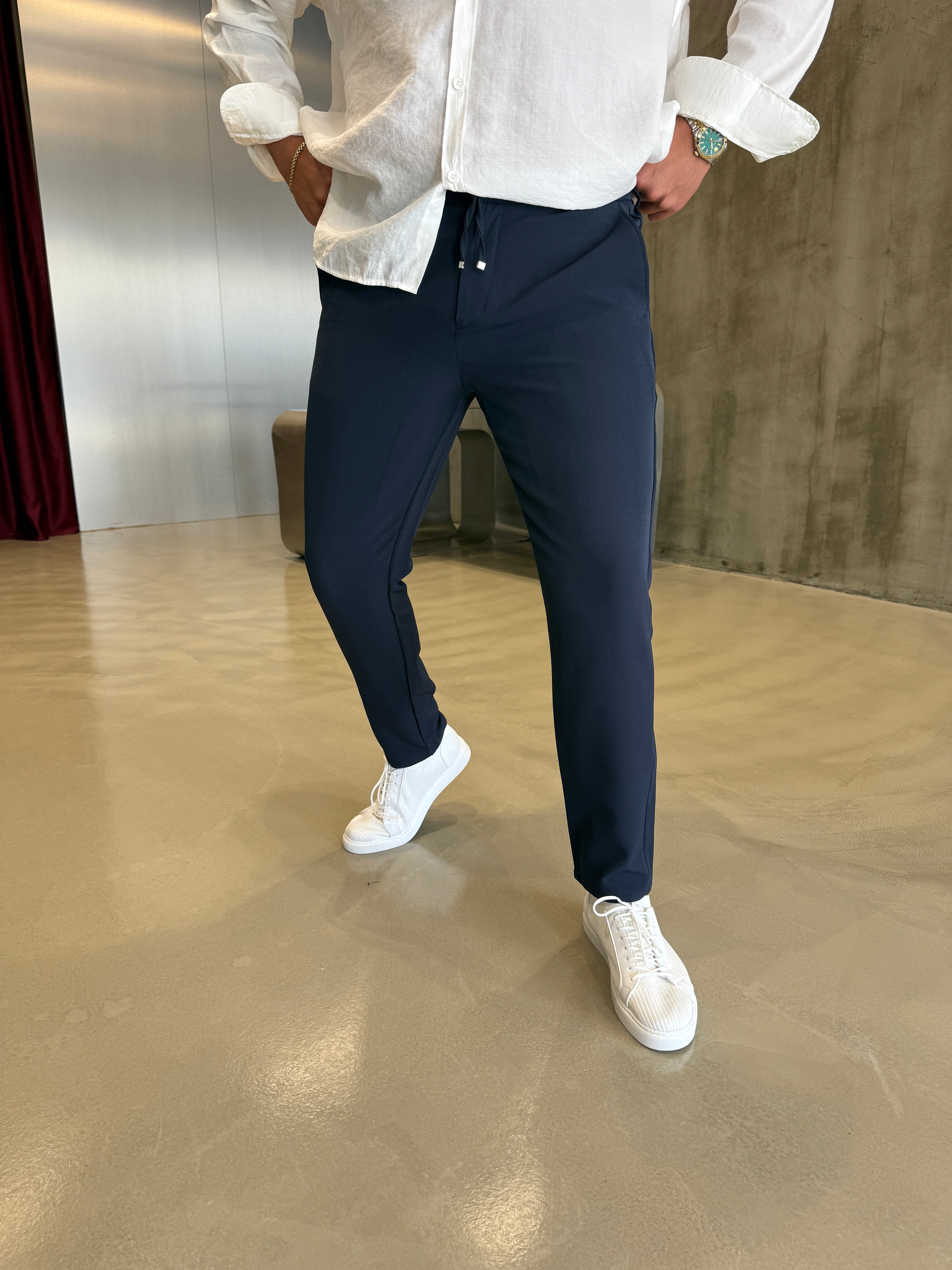 Lacivert Lotus Kumaş Pantolon