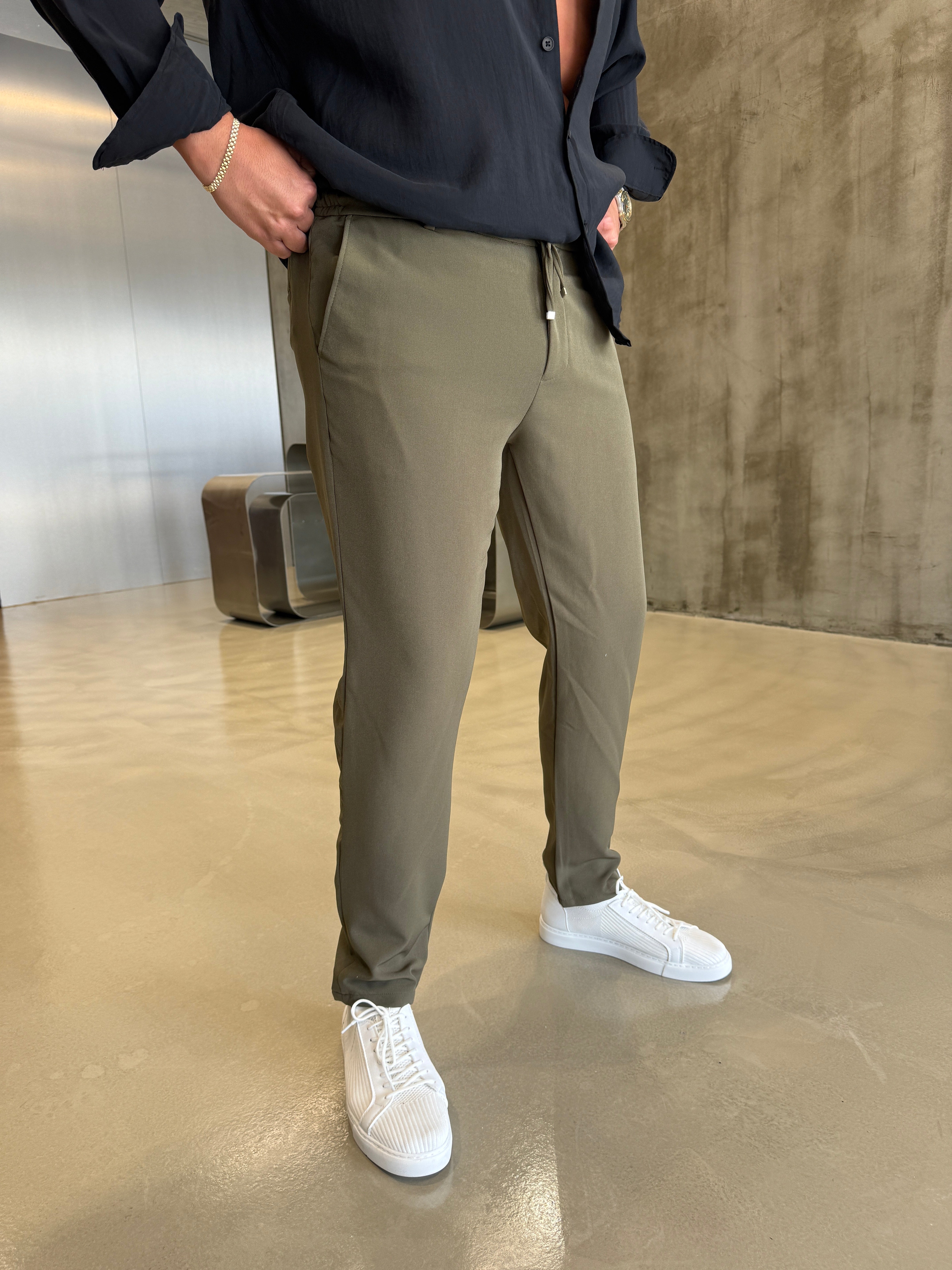 Haki Lotus Kumaş Pantolon