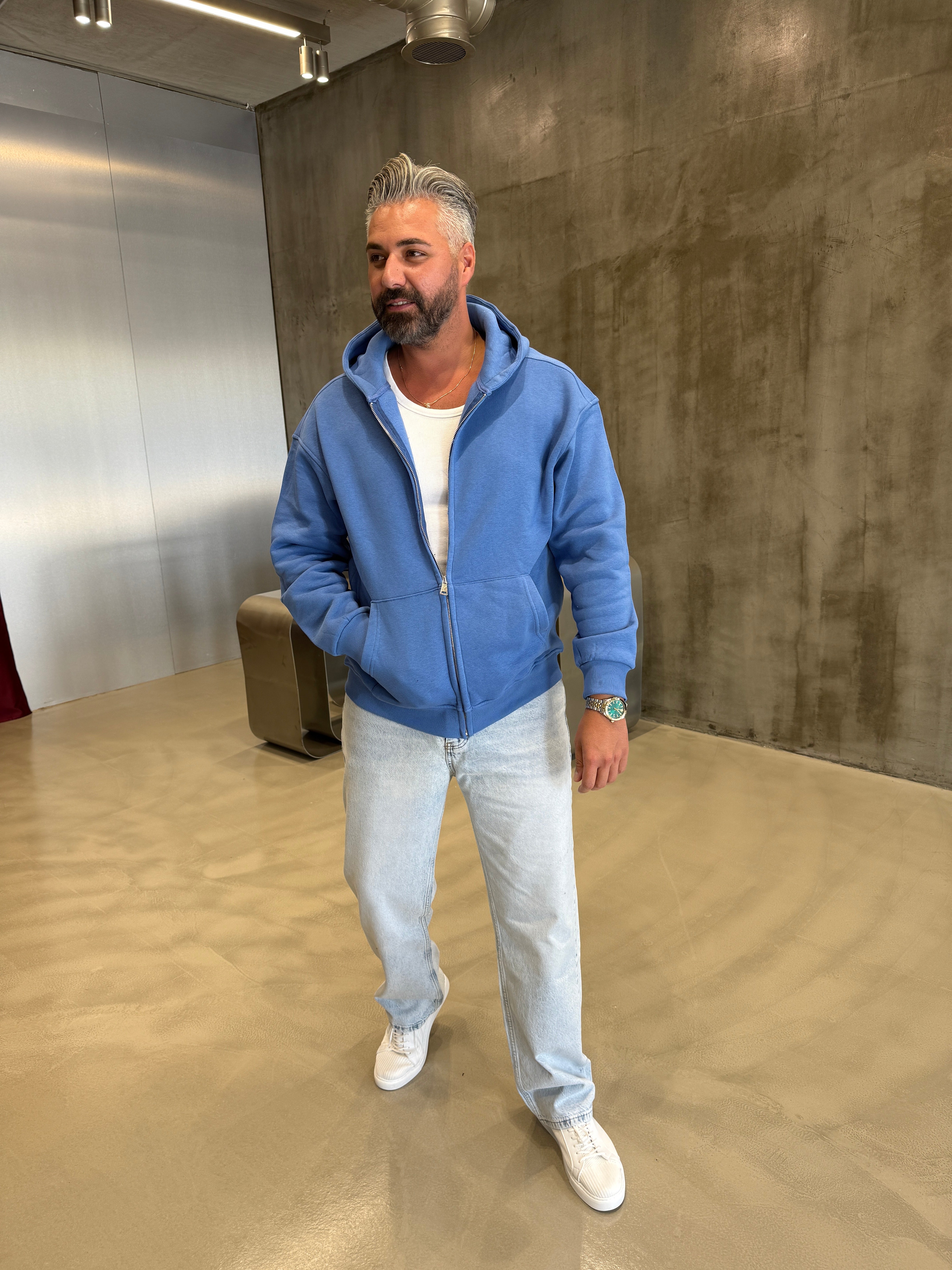 Siyah Gramajlı Fermuarlı Polar