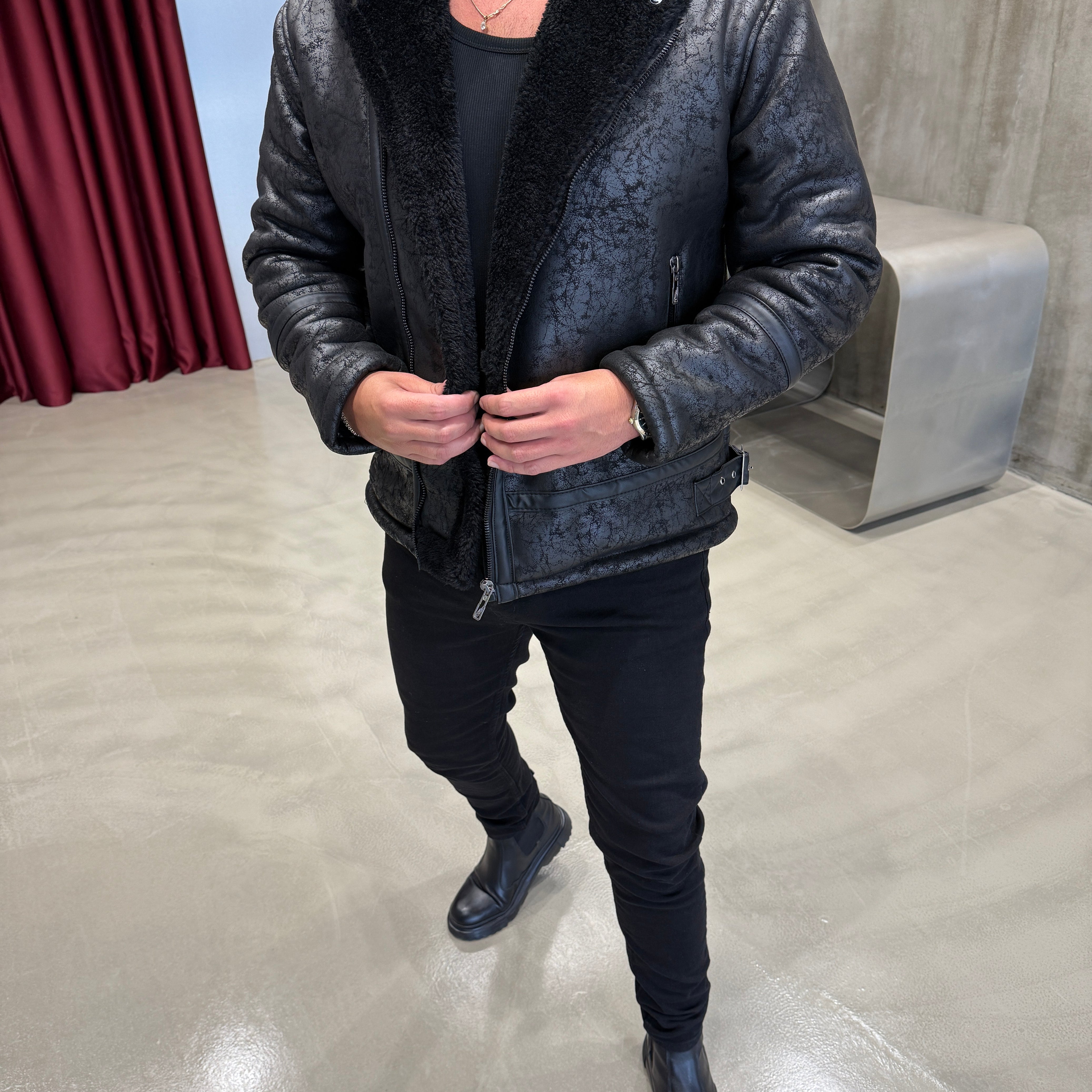 Krem Napa İçi Kürklü Mont