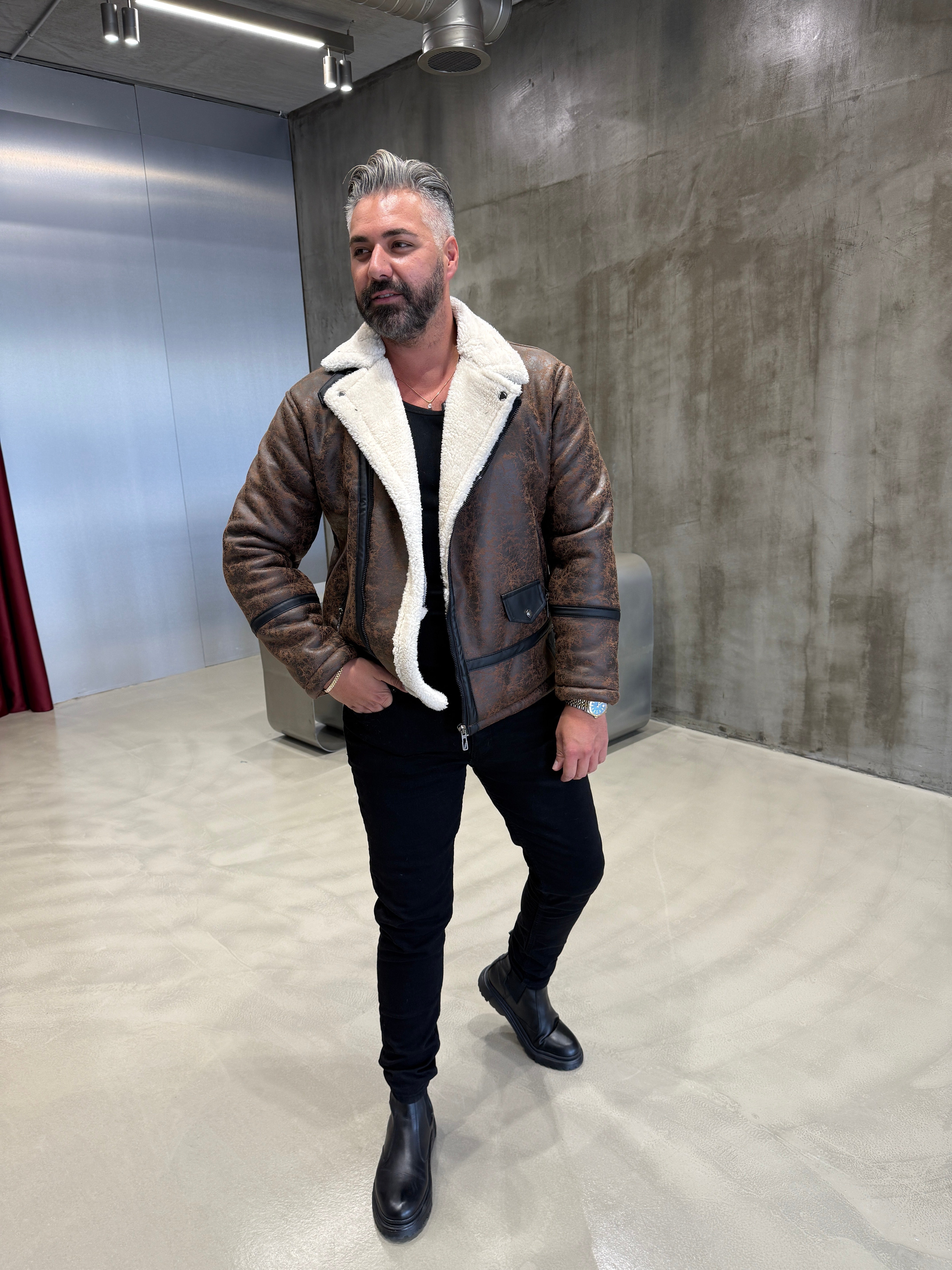 Krem Napa İçi Kürklü Mont