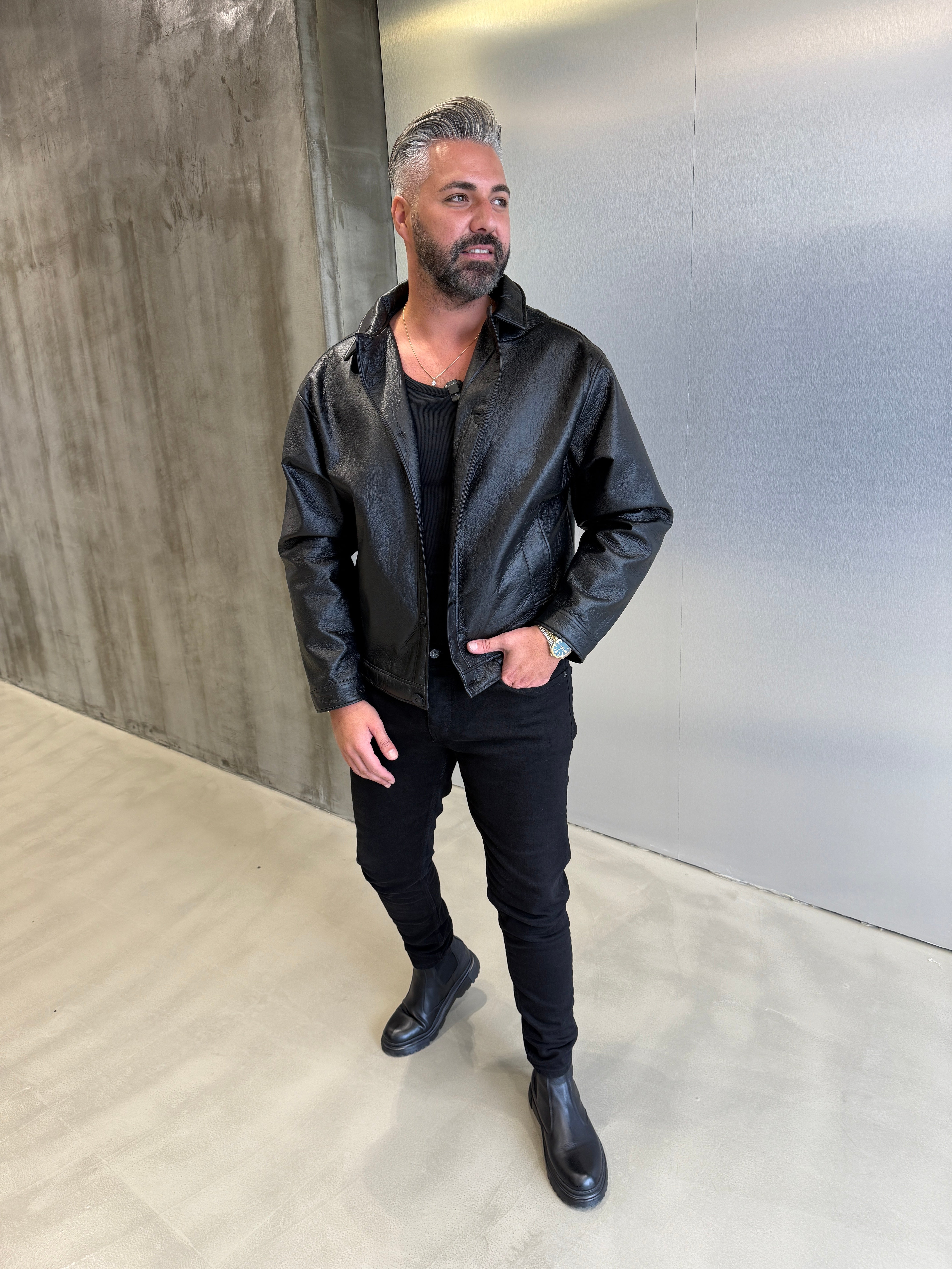 Siyah Oversize Urban Deri Ceket