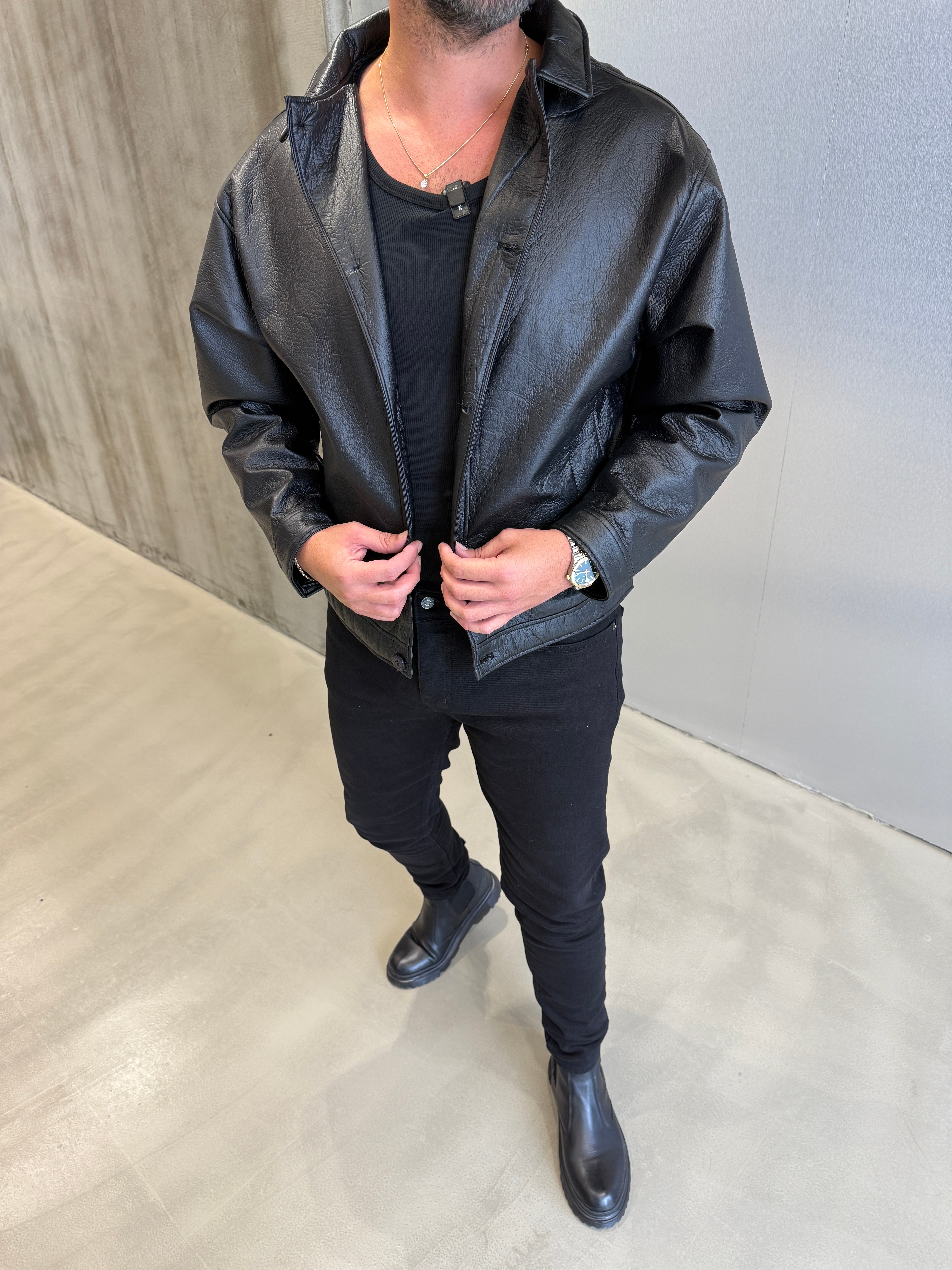 Siyah Oversize Urban Deri Ceket