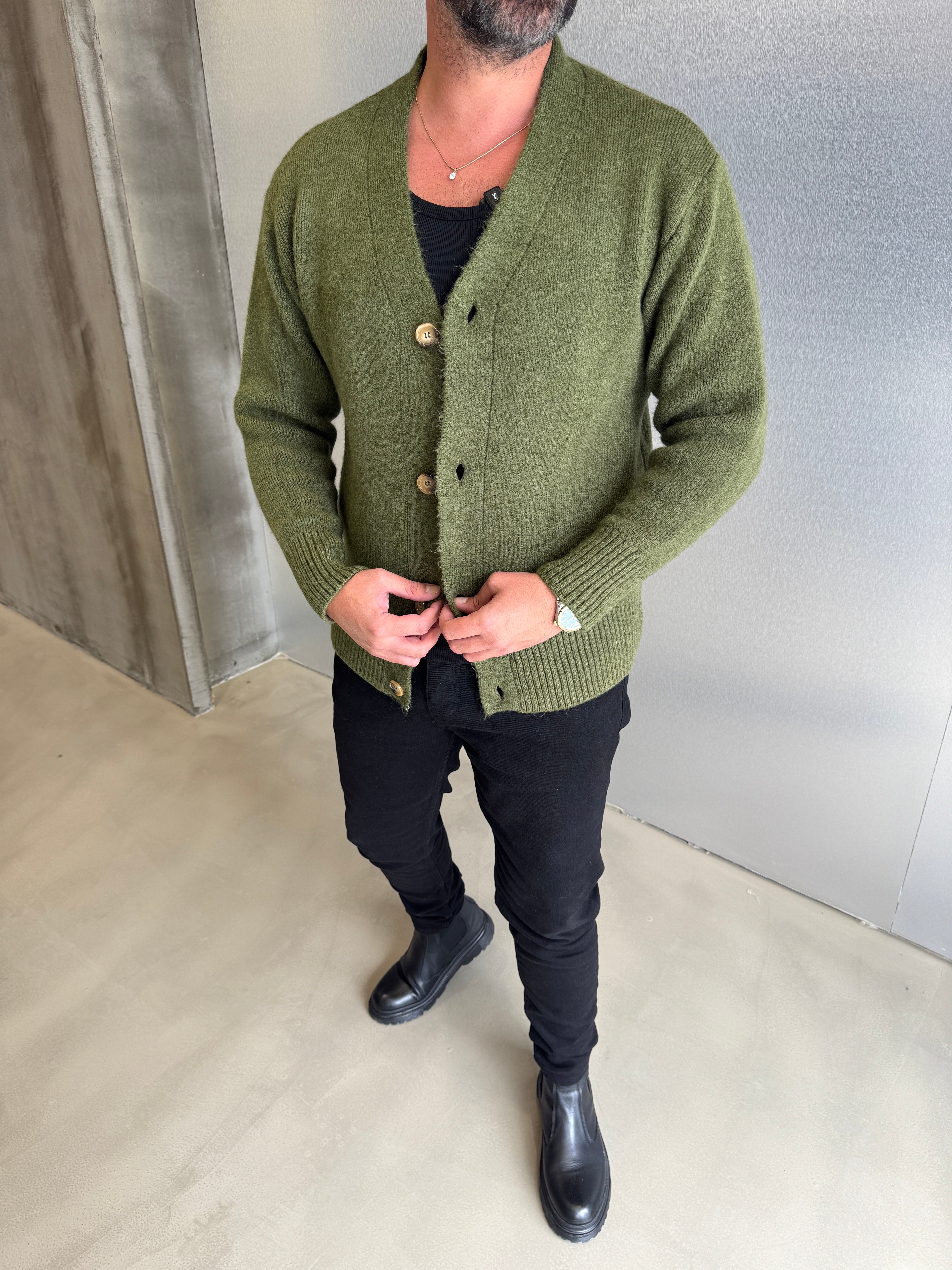 Yeşil Keçe Kumaş Hırka