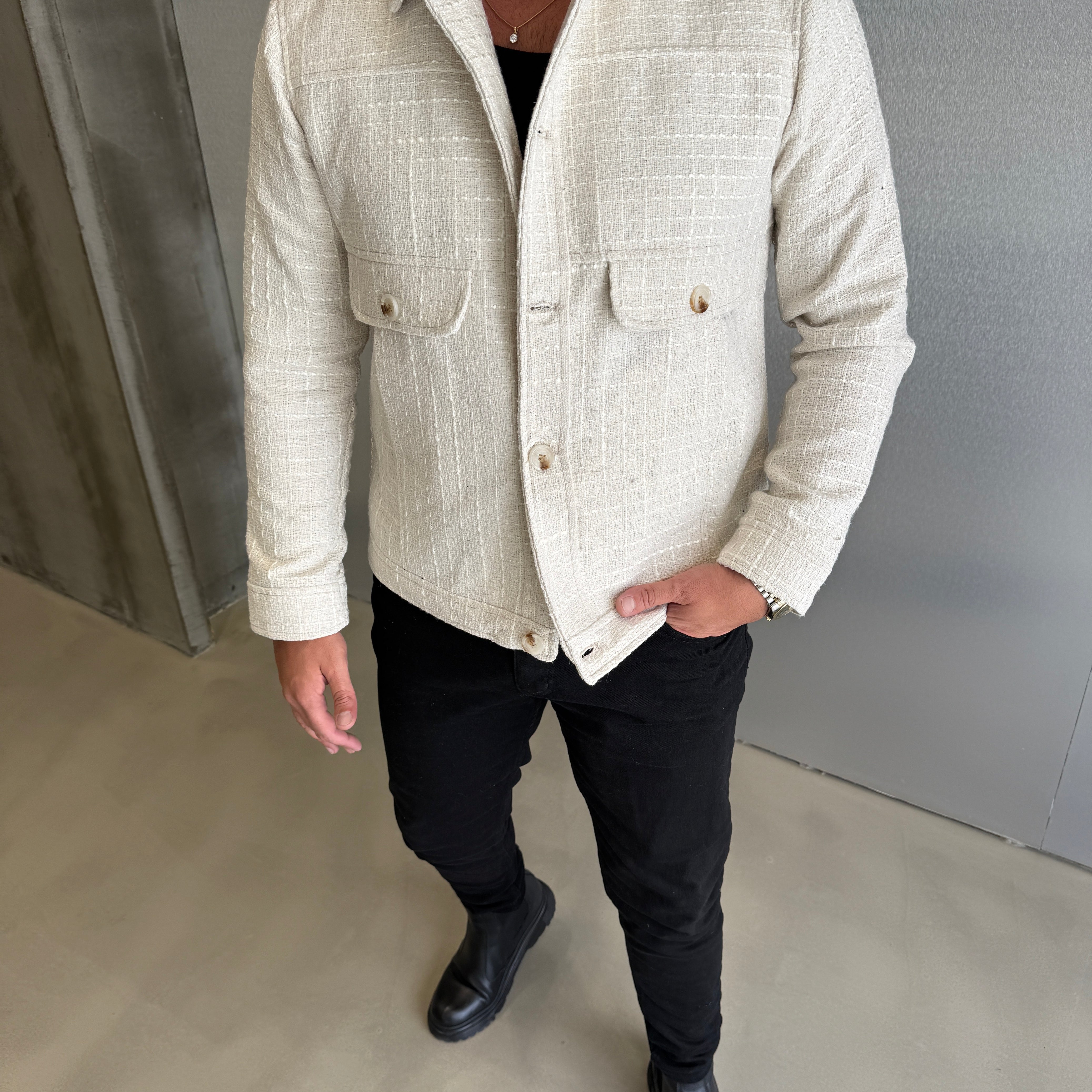 Siyah Çelik Örme Ceket