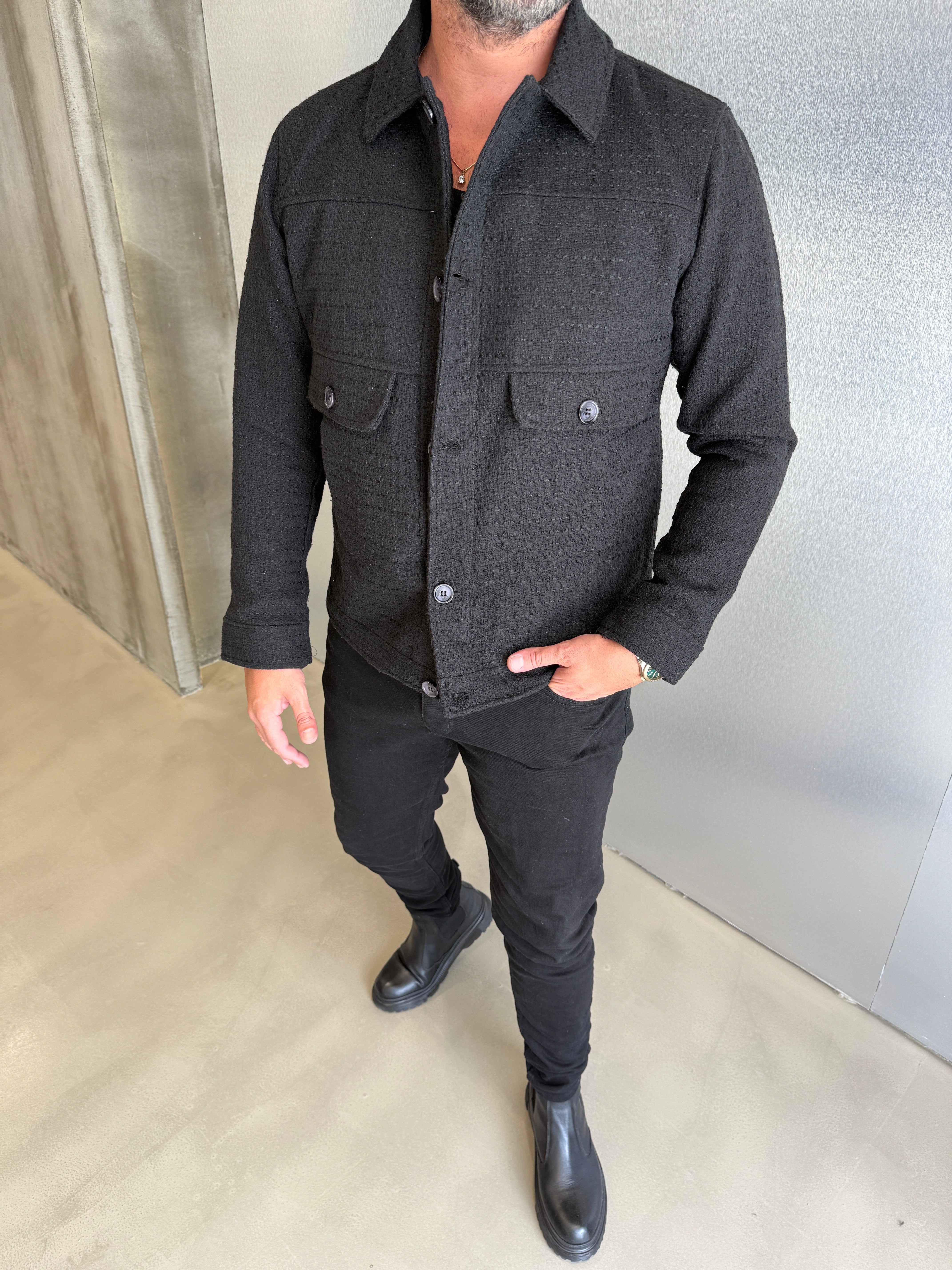 Siyah Çelik Örme Ceket