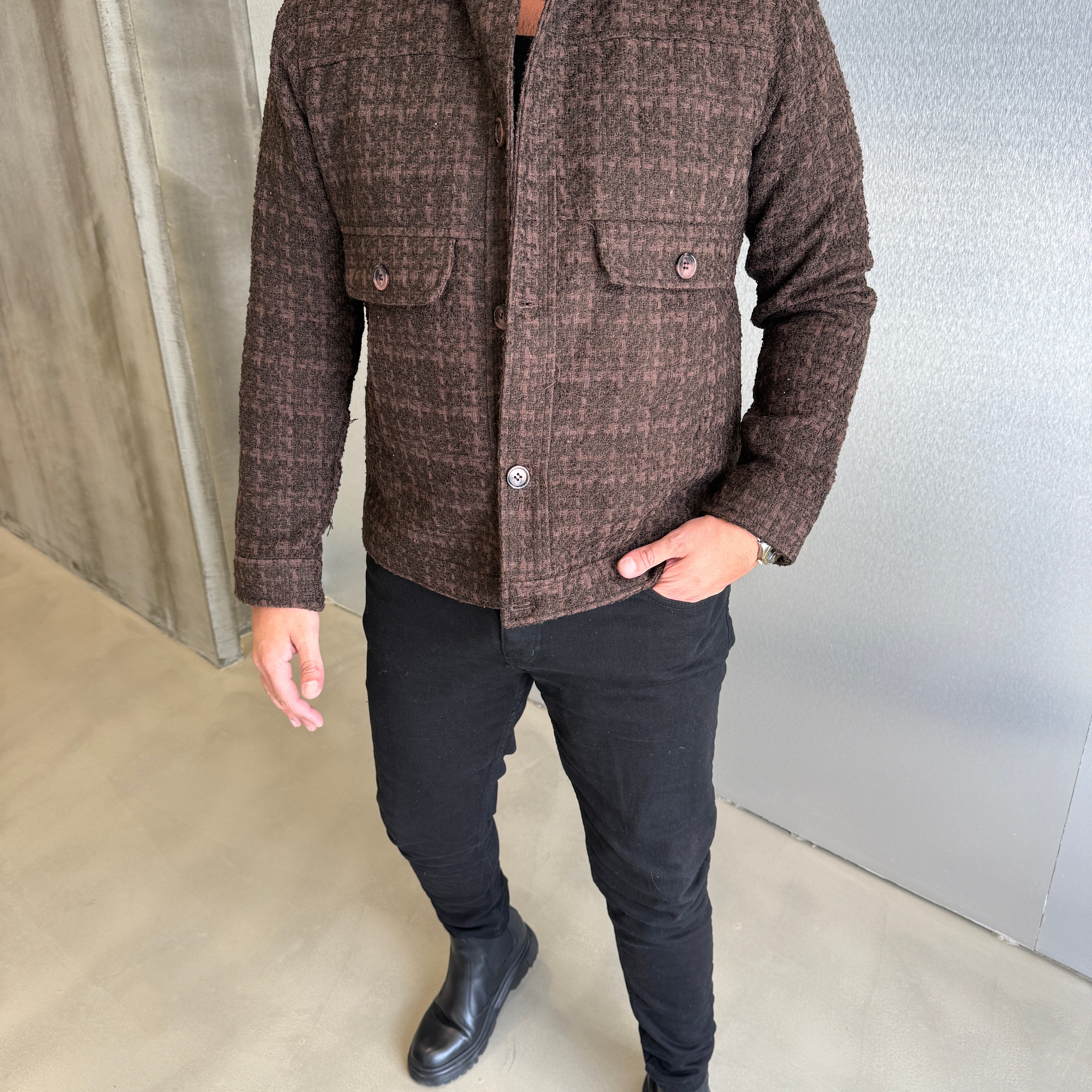 Siyah Çelik Örme Ceket