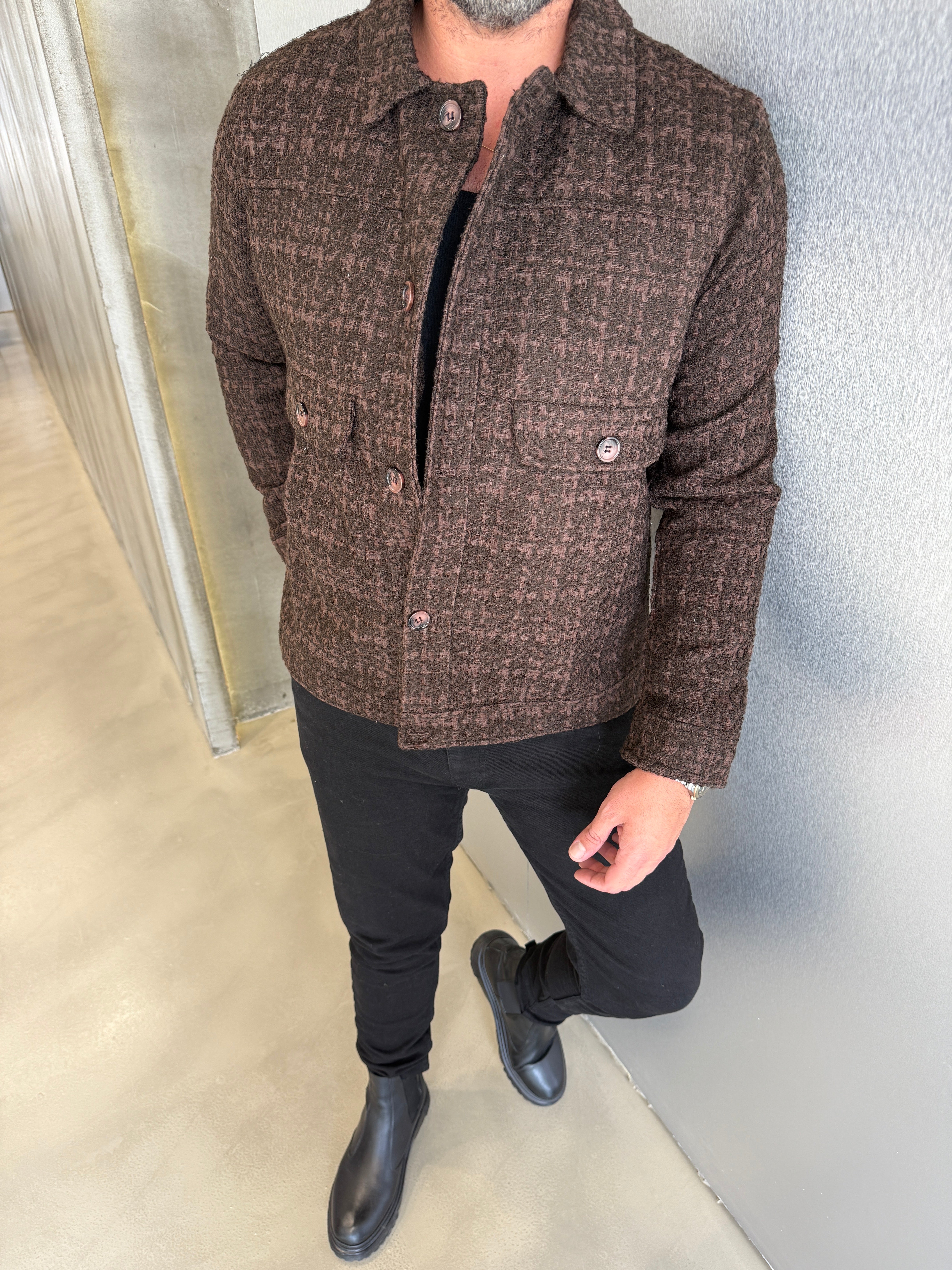 Siyah Çelik Örme Ceket