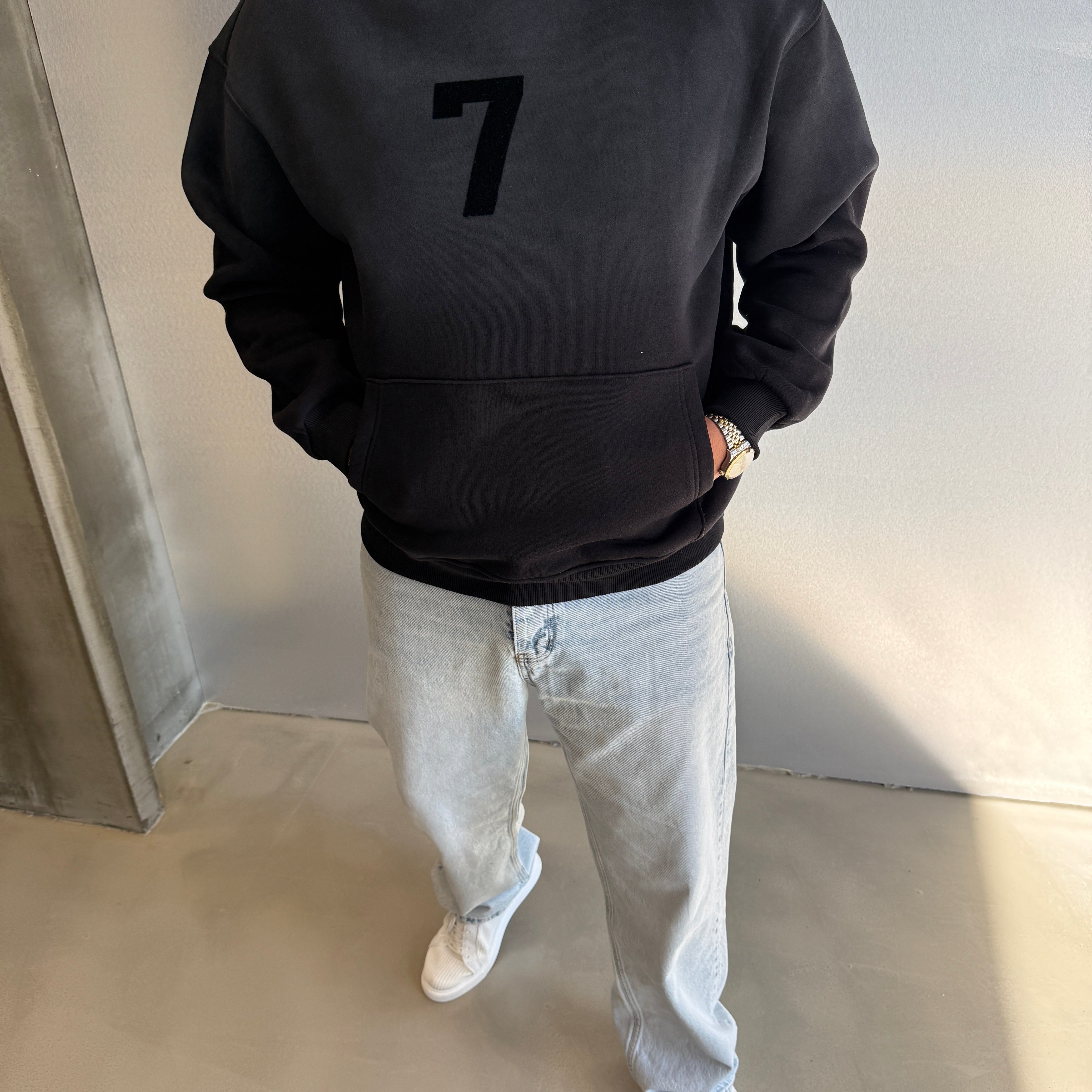Siyah 7 Desenli Premium Sweat