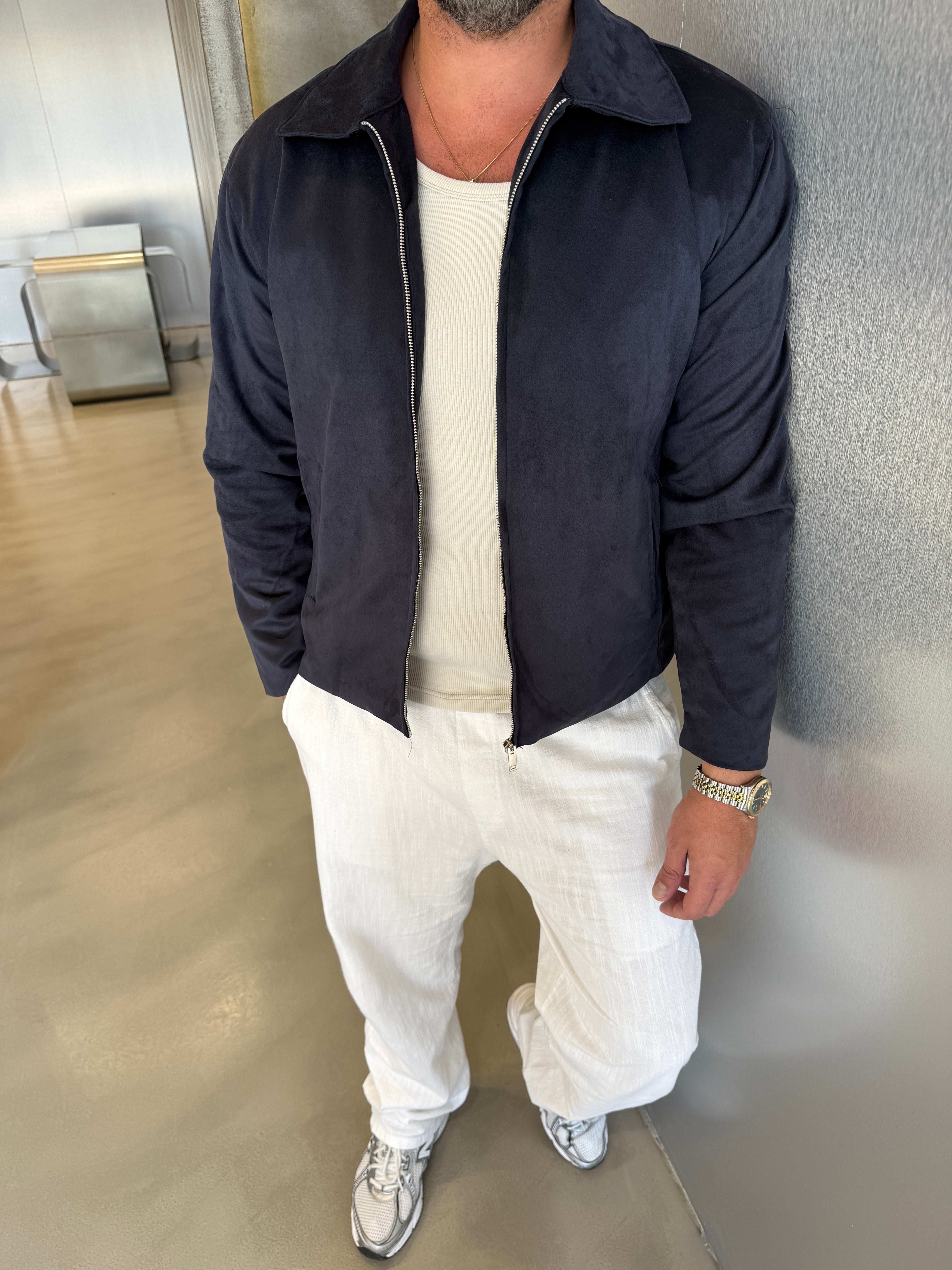 Lacivert Nubuk Mevsimlik Ceket