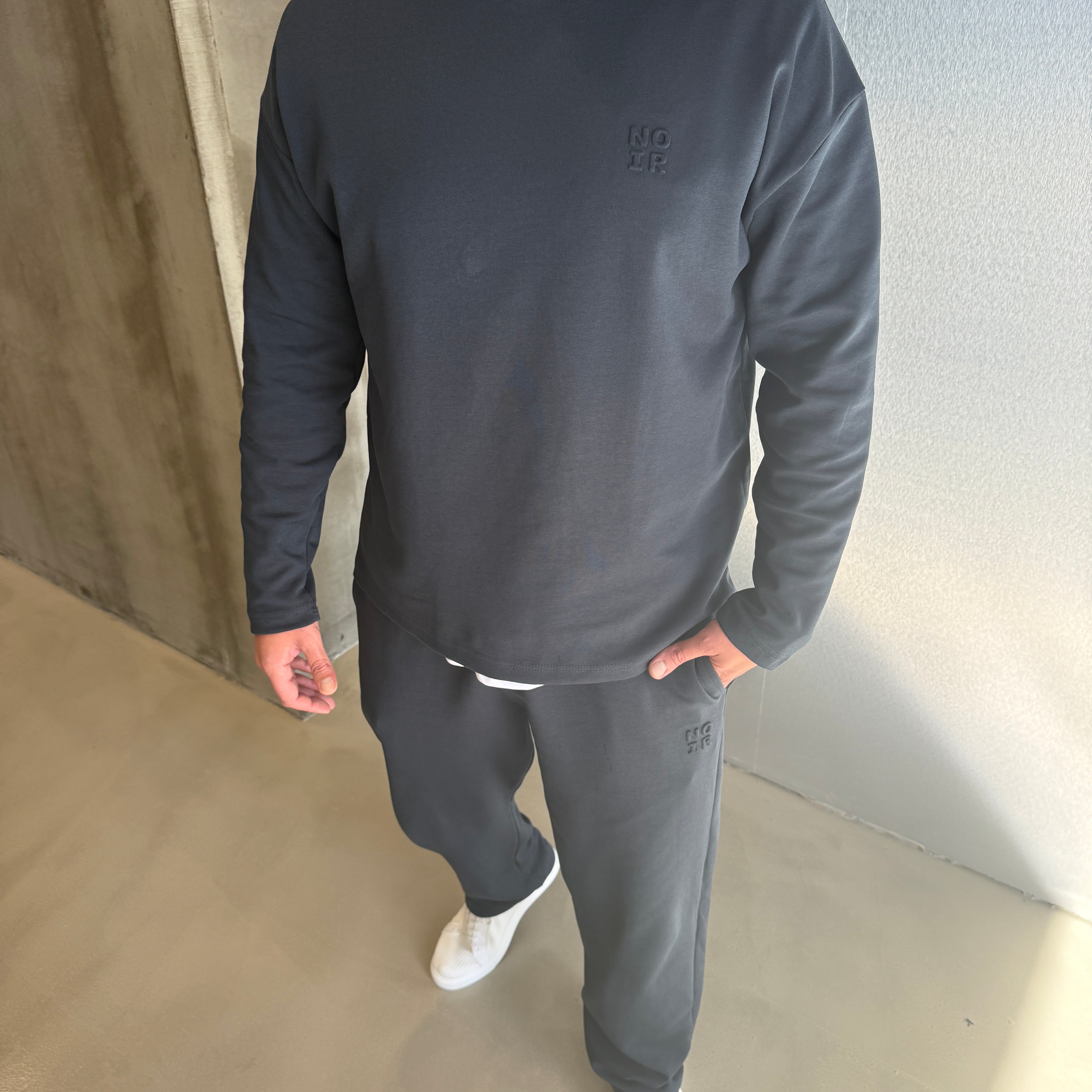 Lacivert 2 İplik Minimal Baskılı Takım