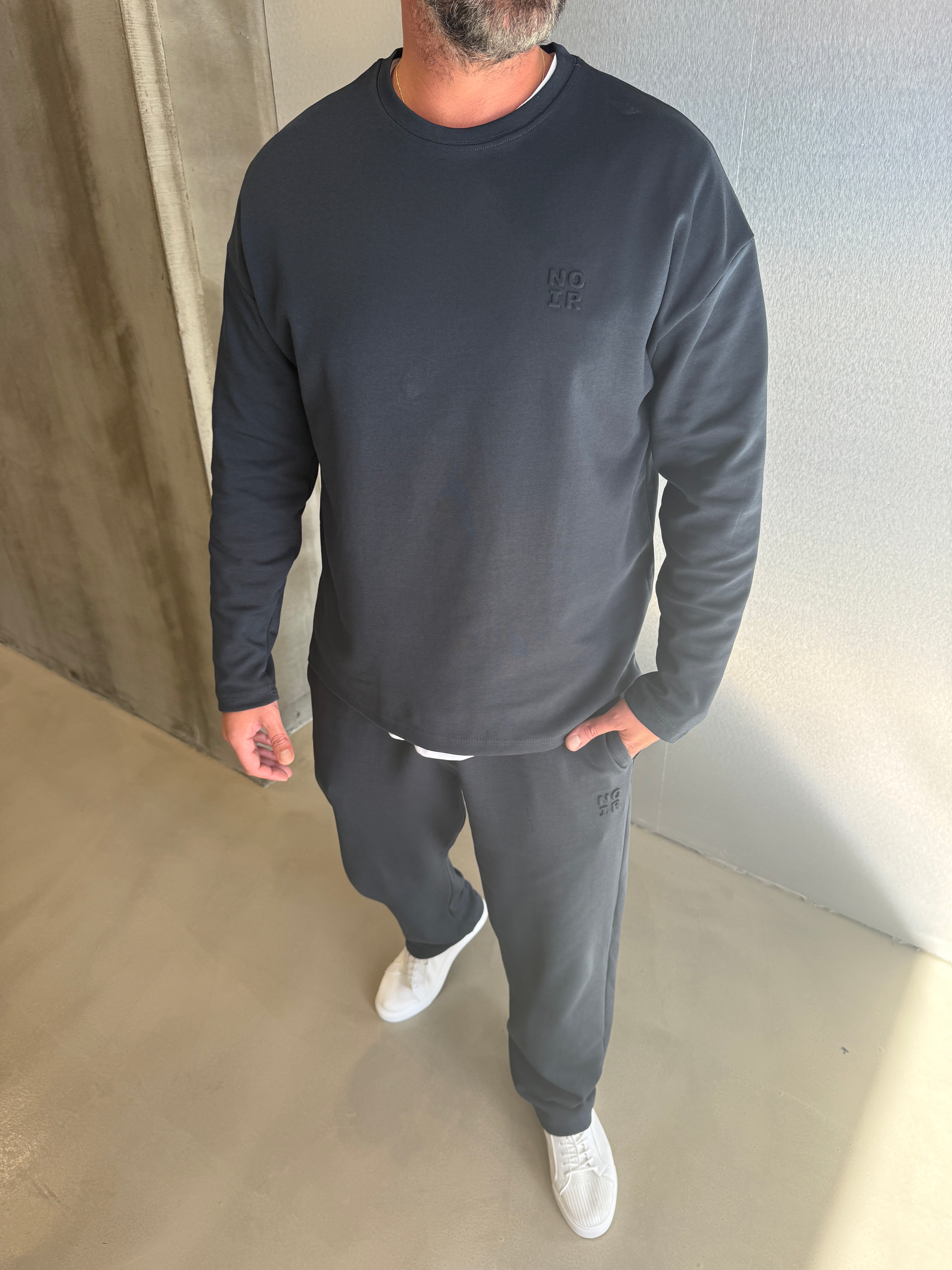 Lacivert 2 İplik Minimal Baskılı Takım