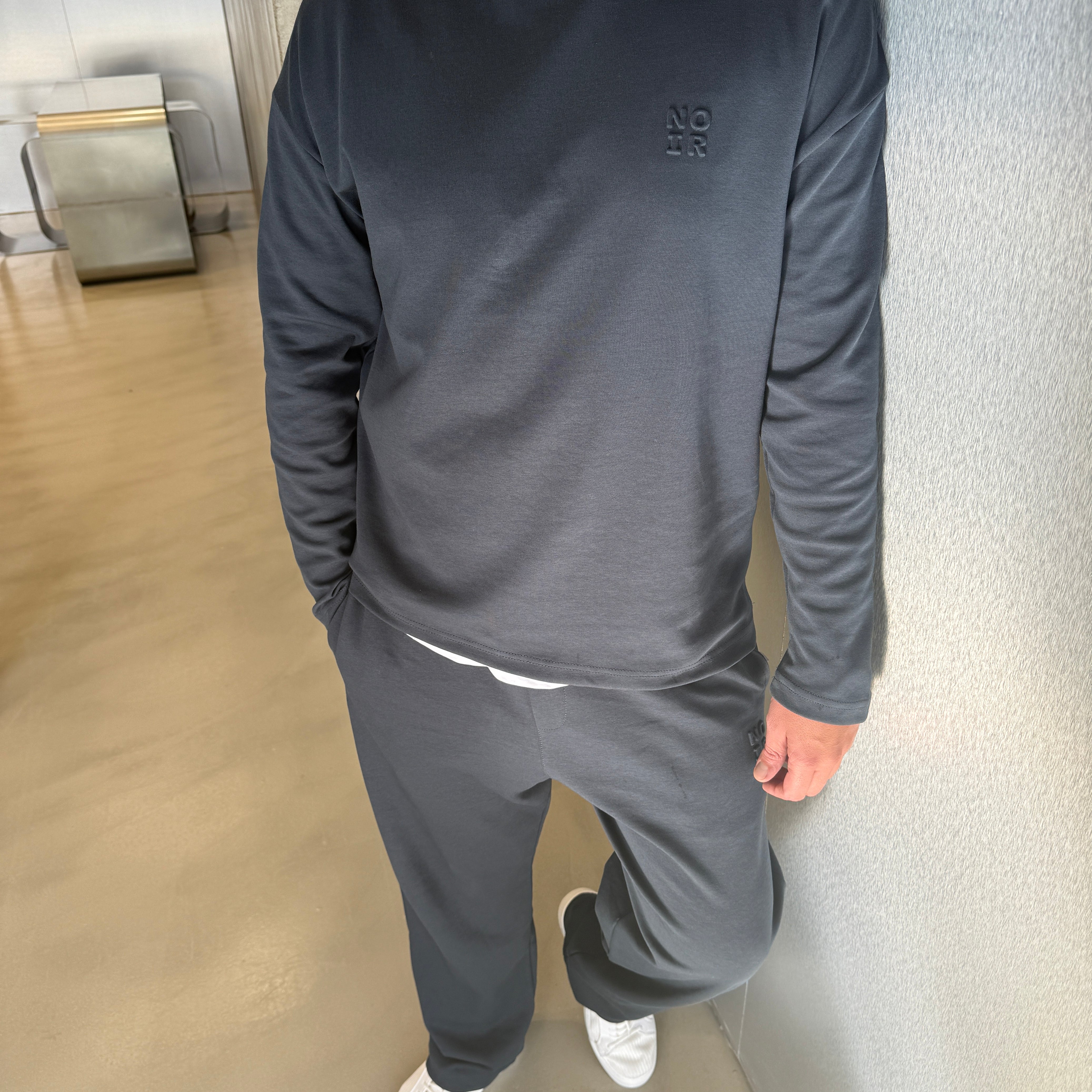 Lacivert 2 İplik Minimal Baskılı Takım