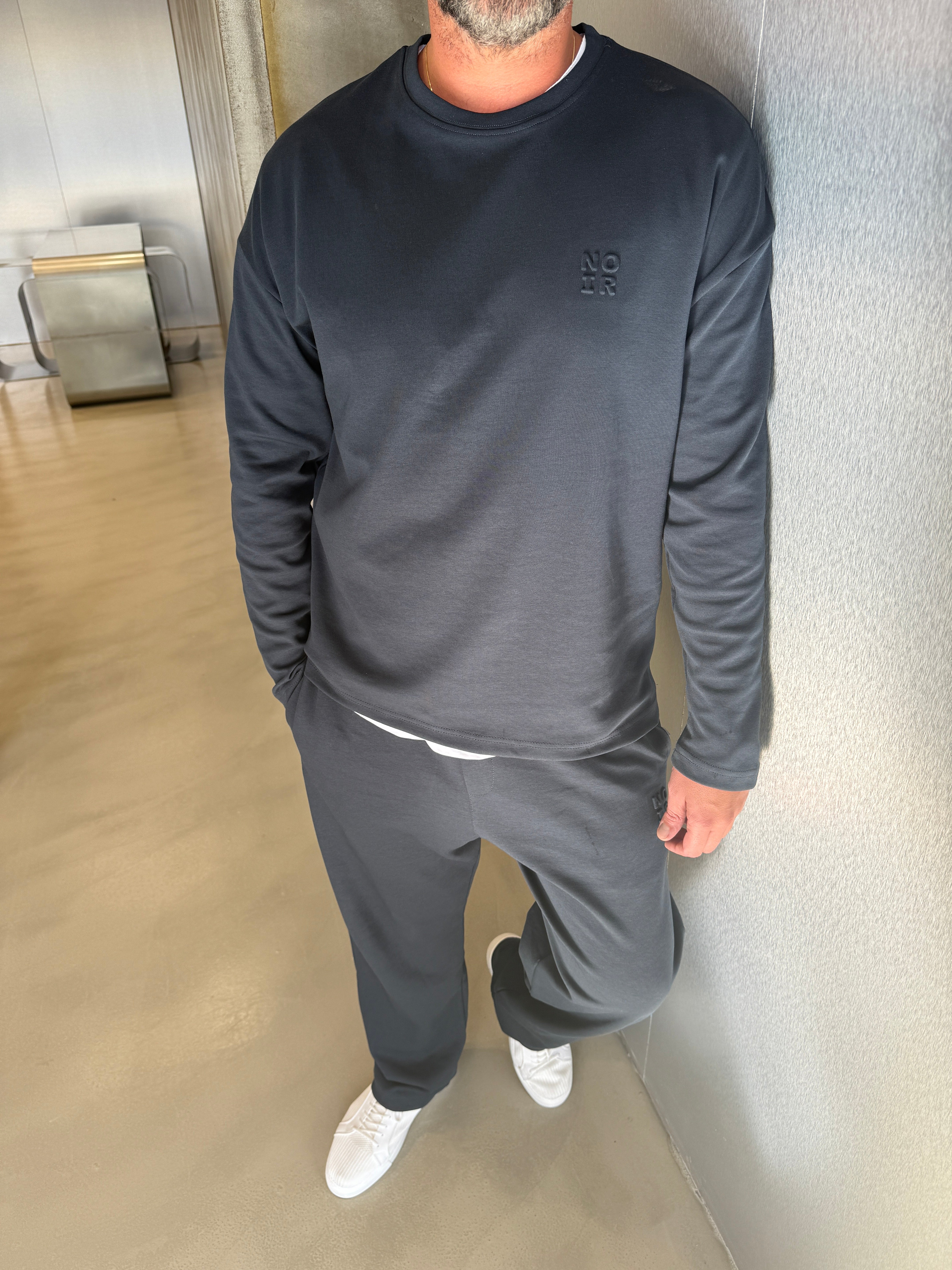 Lacivert 2 İplik Minimal Baskılı Takım