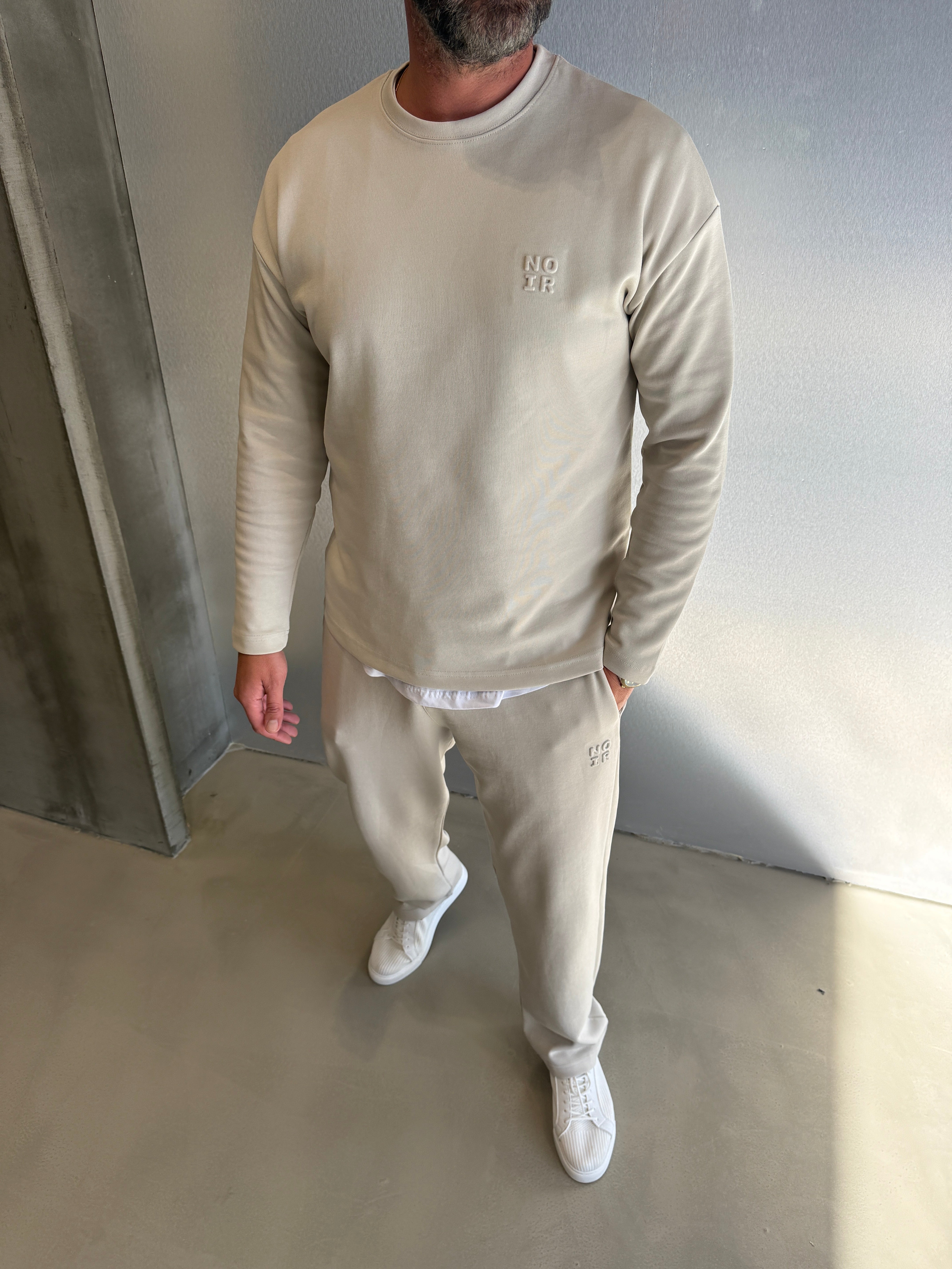 Gri 2 İplik Minimal Baskılı Takım