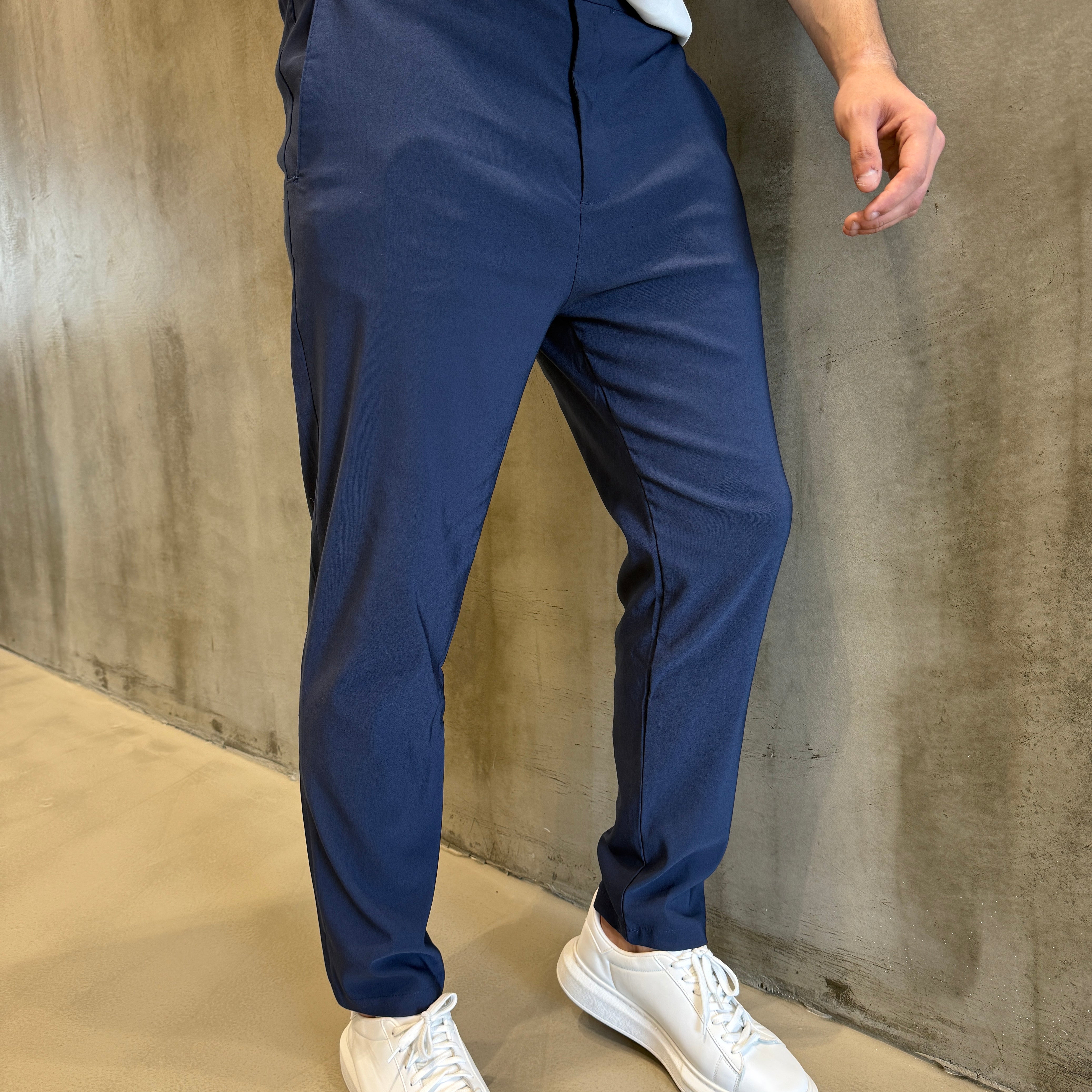 Lacivert Bel Lastik Pantolon