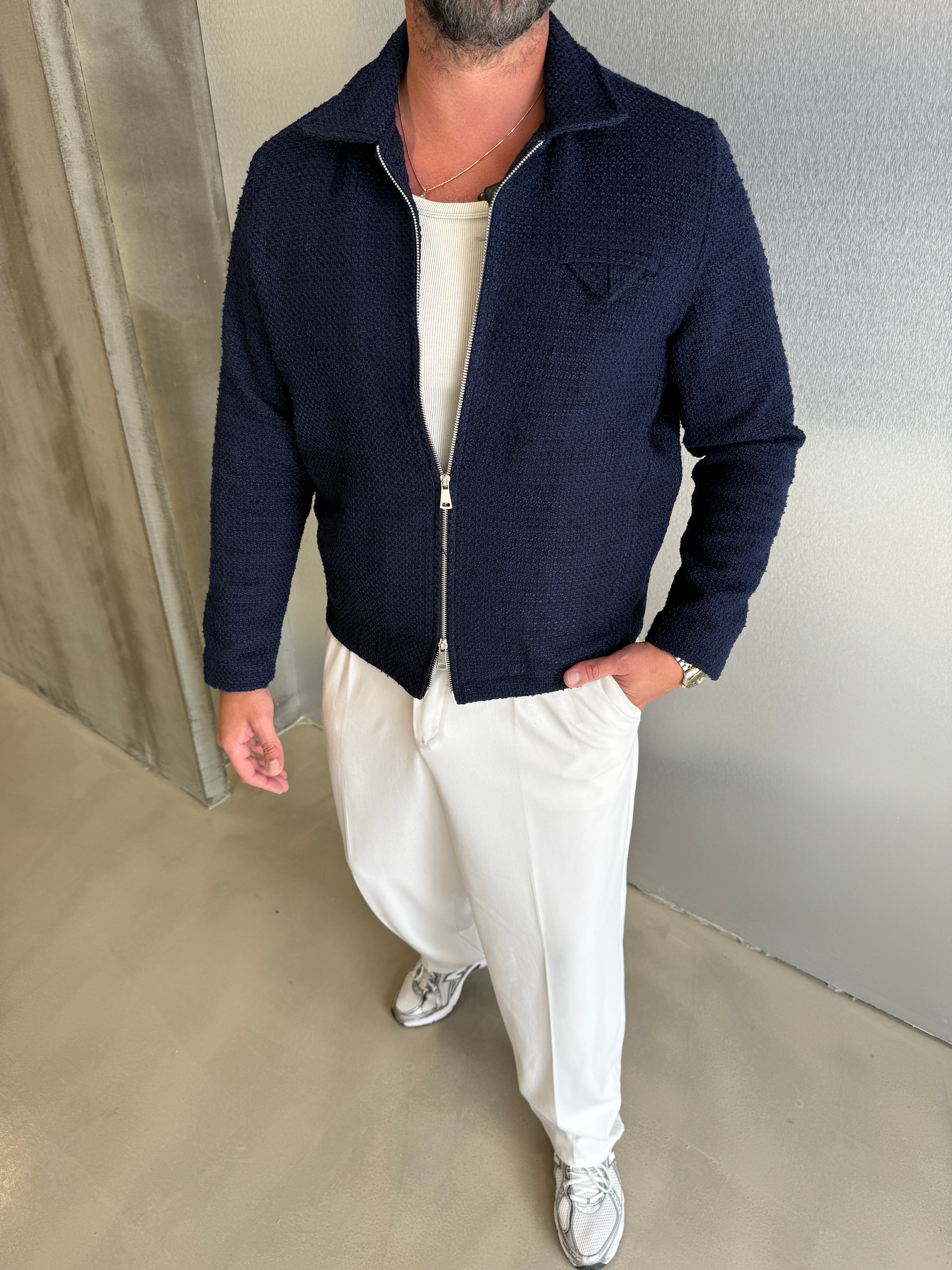 Kahve Buklet Çelik Örme Premium Ceket