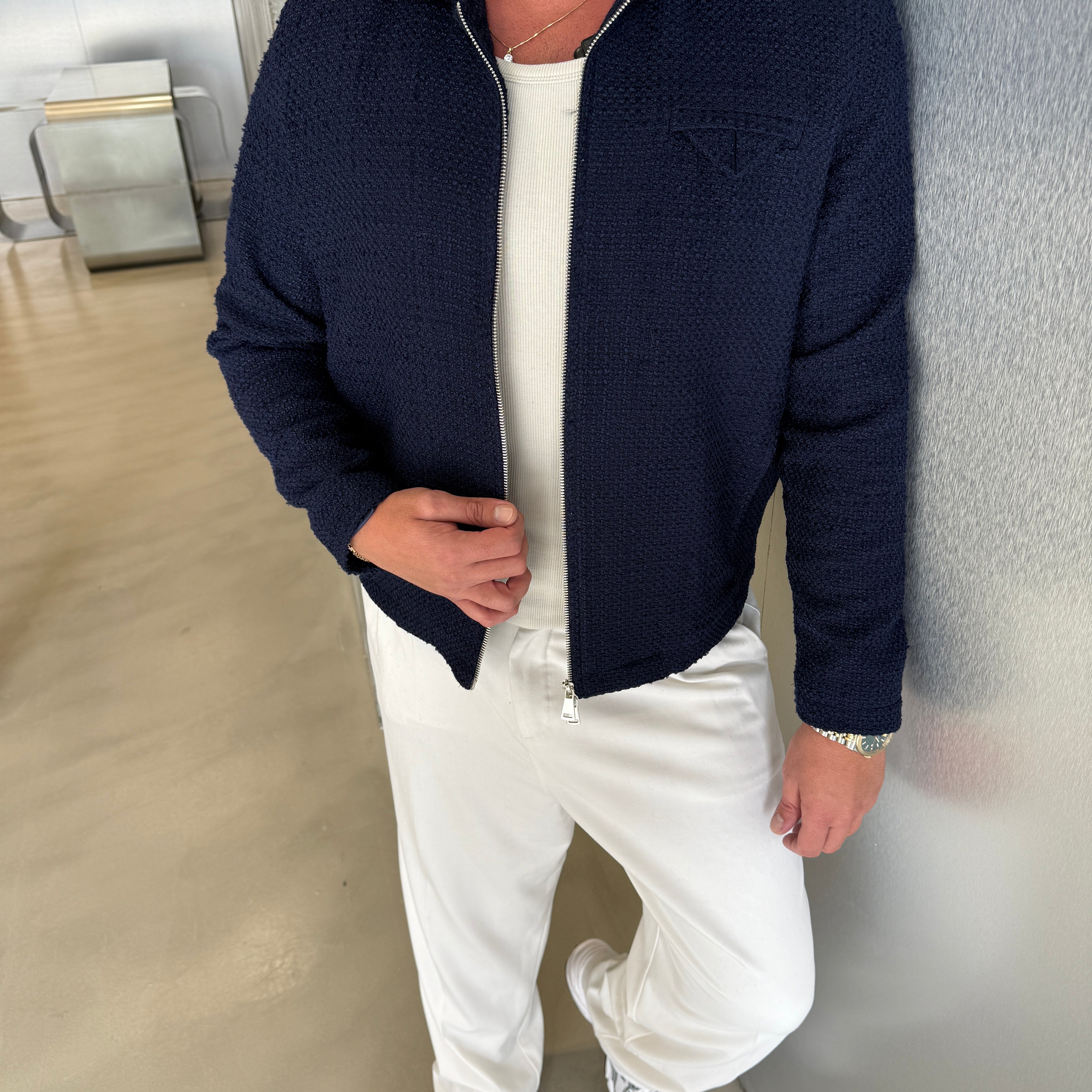 Kahve Buklet Çelik Örme Premium Ceket