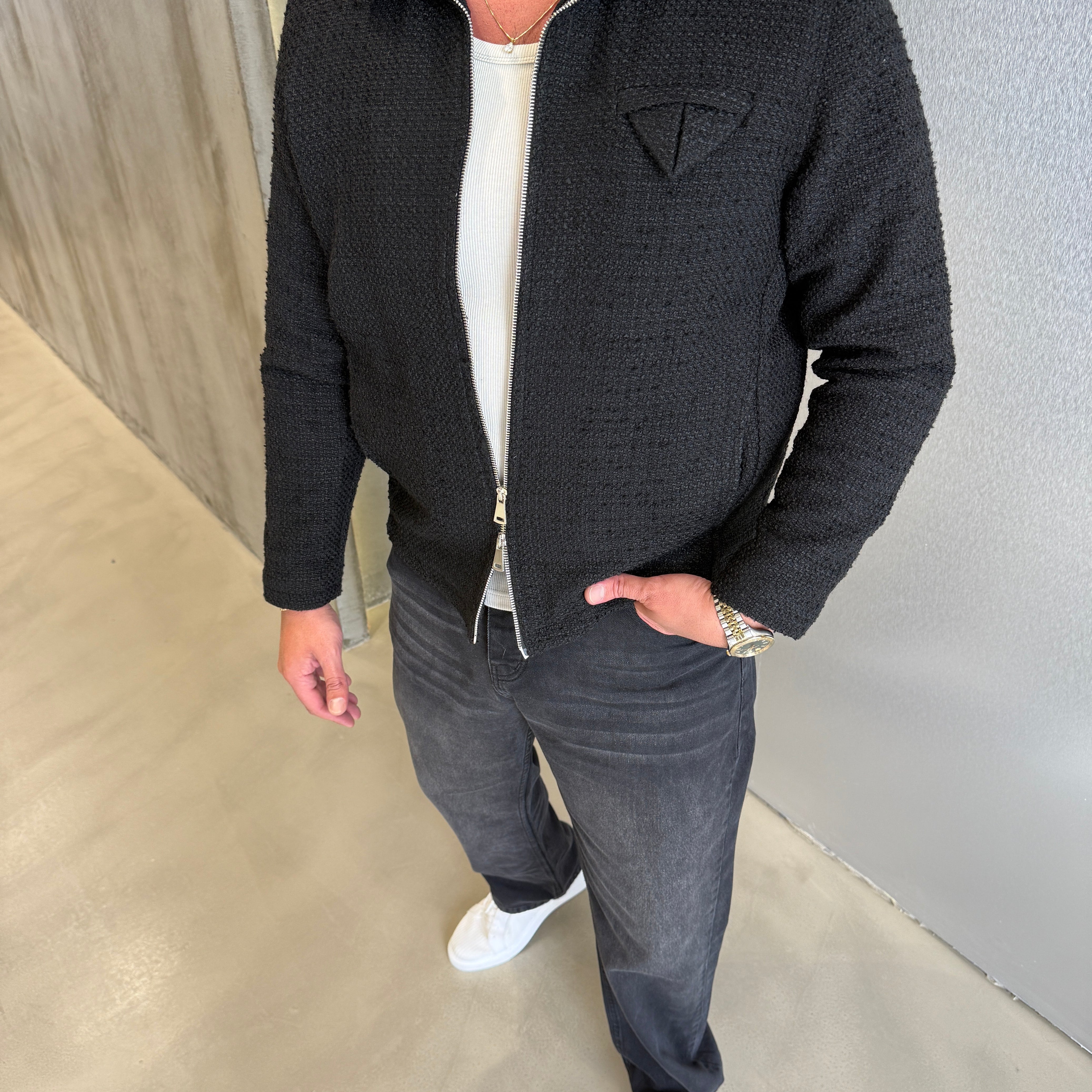 Kahve Buklet Çelik Örme Premium Ceket