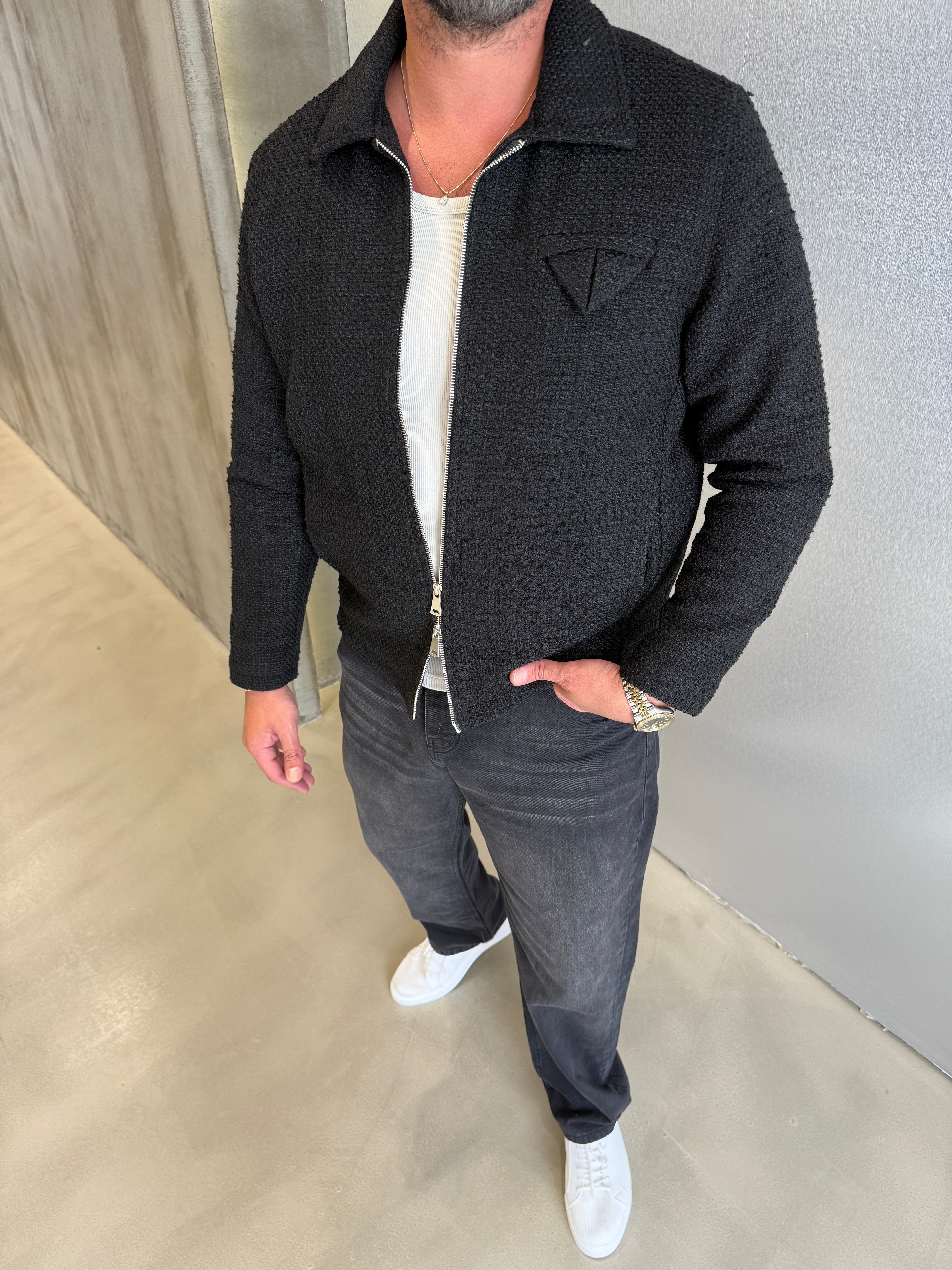 Kahve Buklet Çelik Örme Premium Ceket