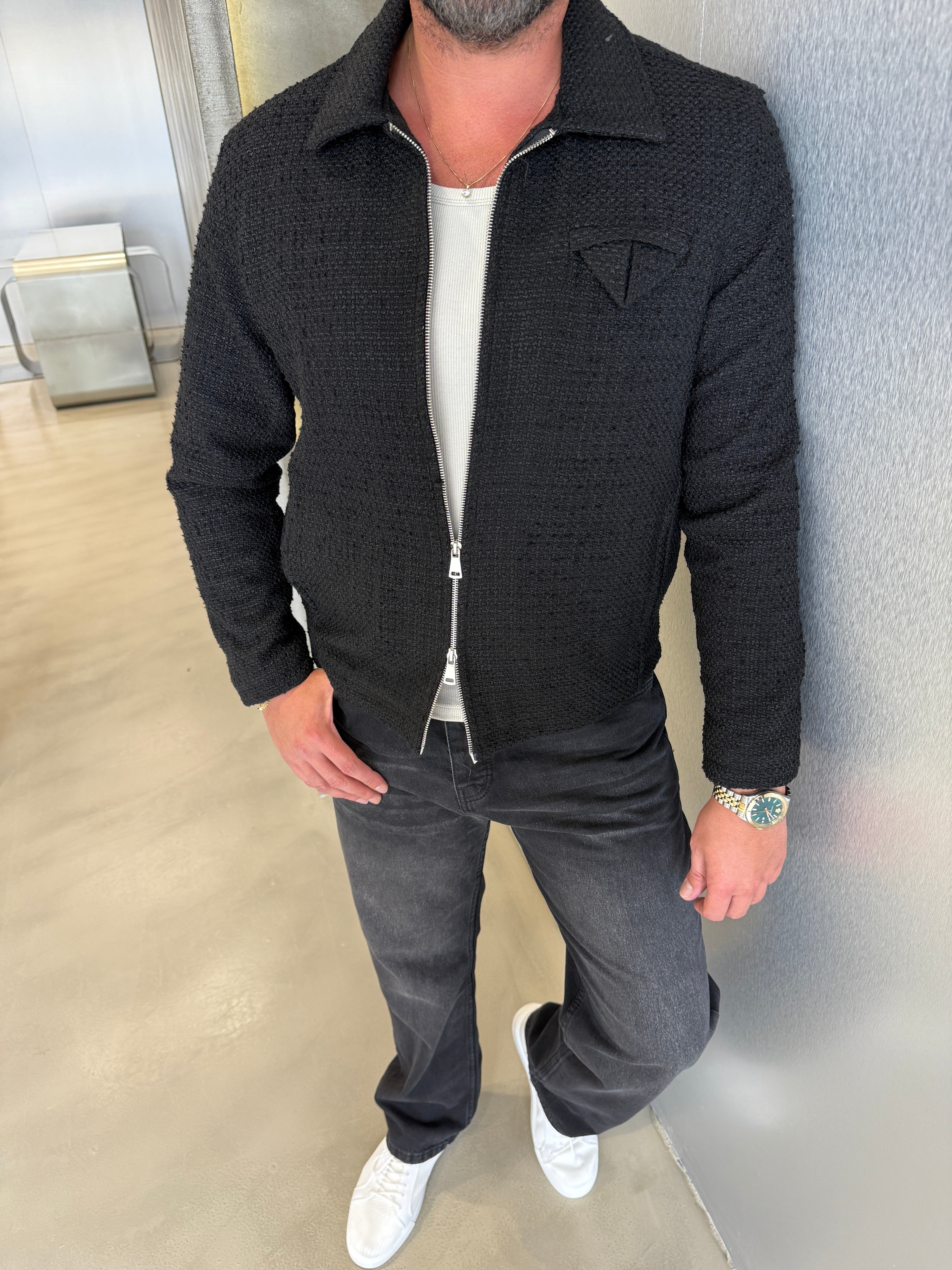 Kahve Buklet Çelik Örme Premium Ceket