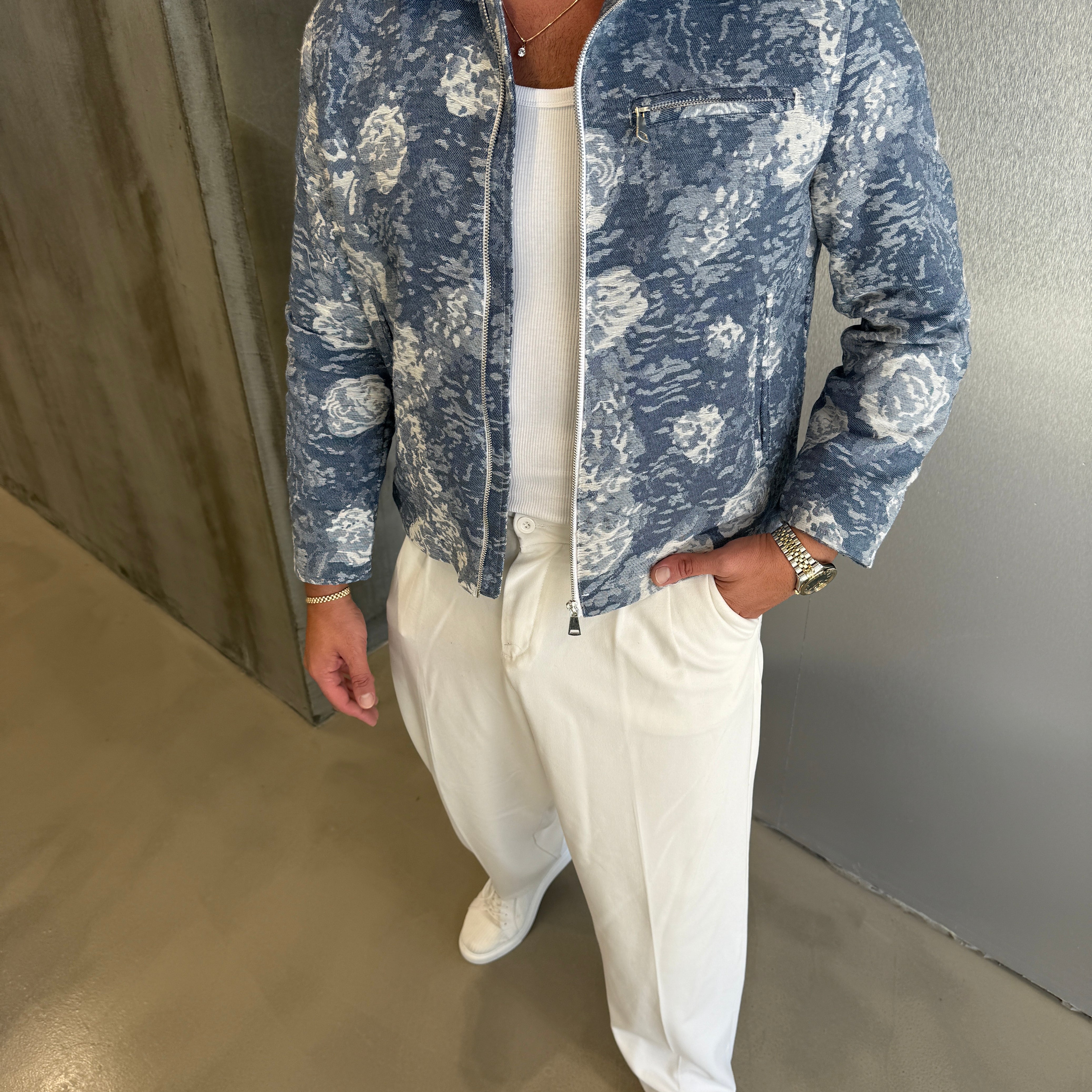 Mavi Desenli Tasarım Ceket