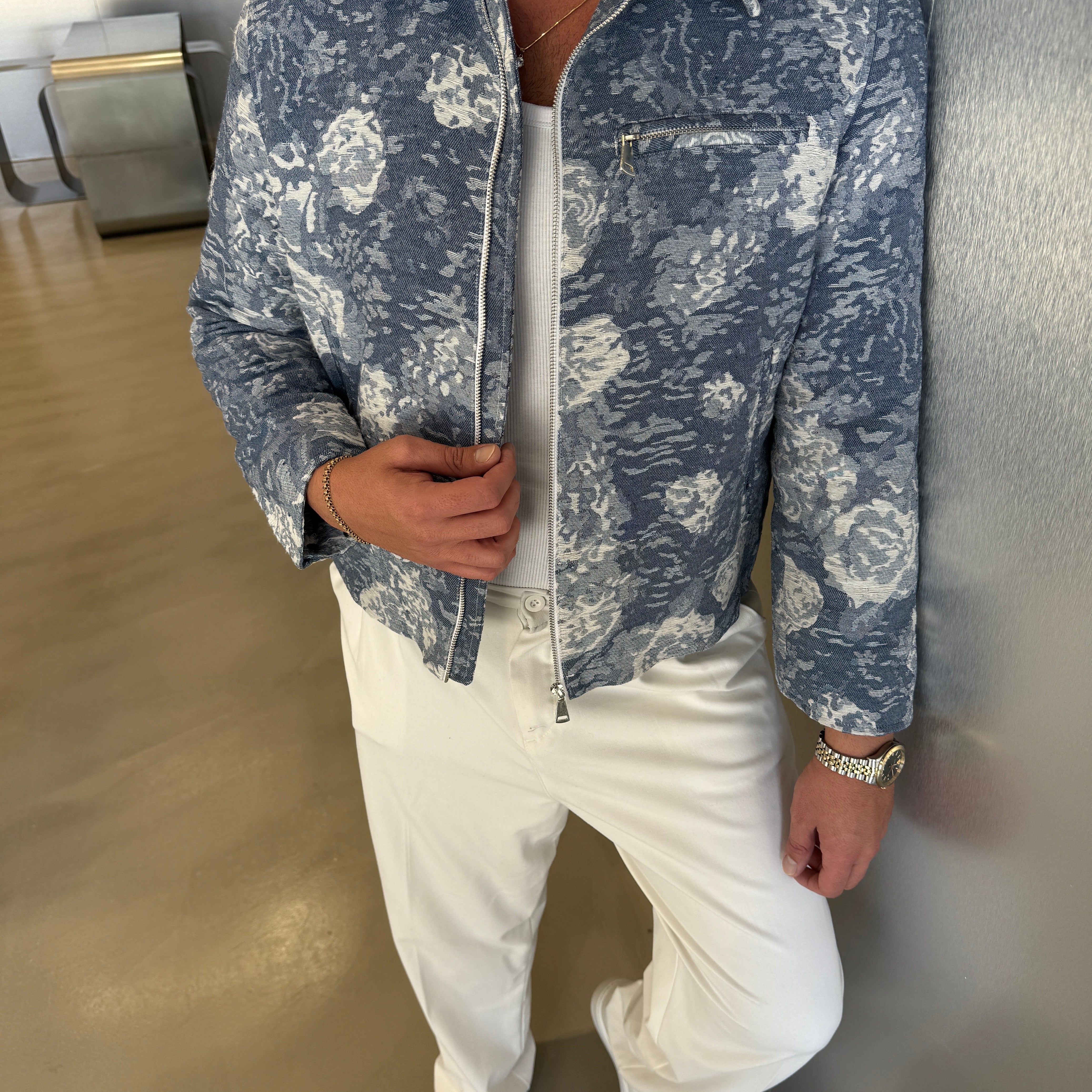 Mavi Desenli Tasarım Ceket