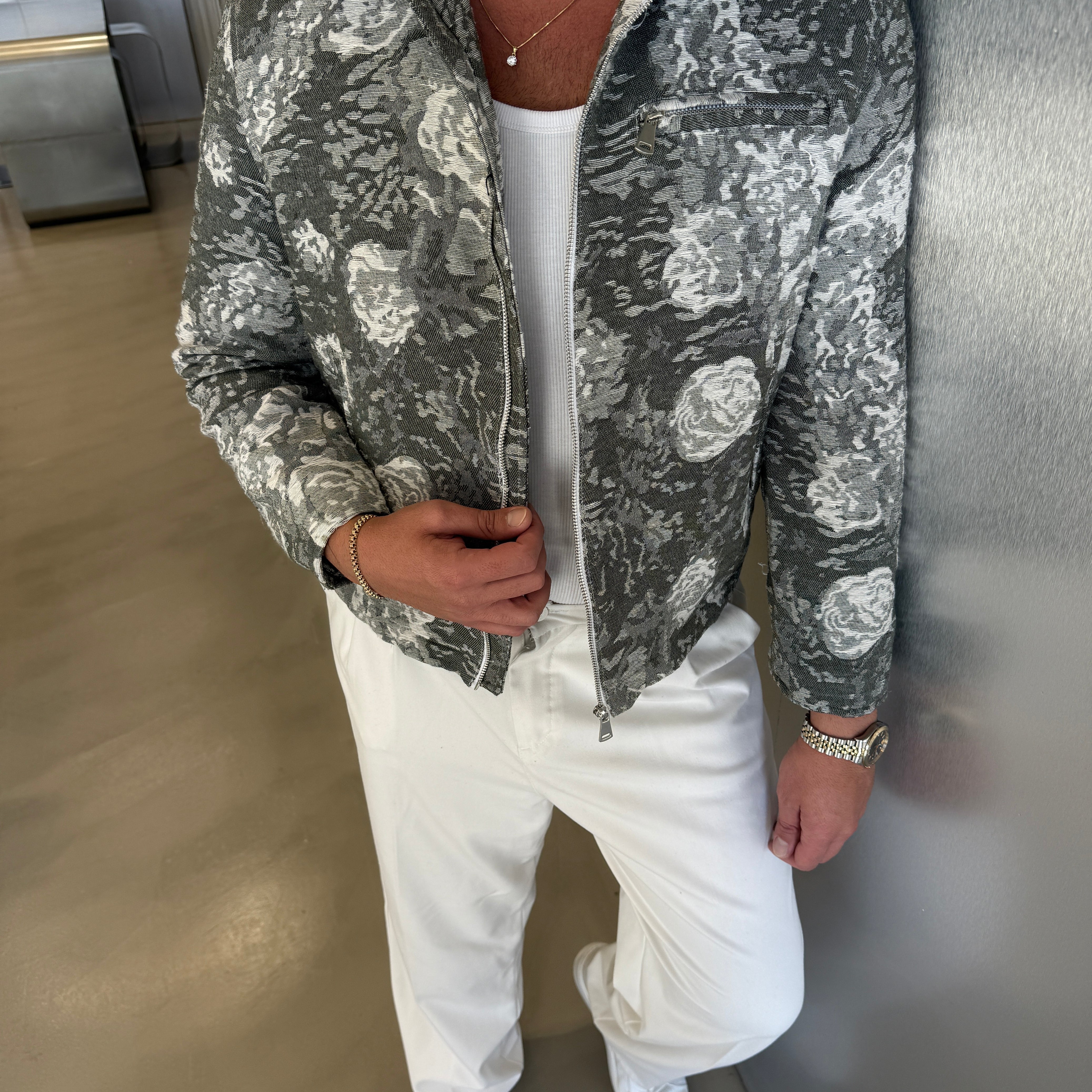 Mavi Desenli Tasarım Ceket