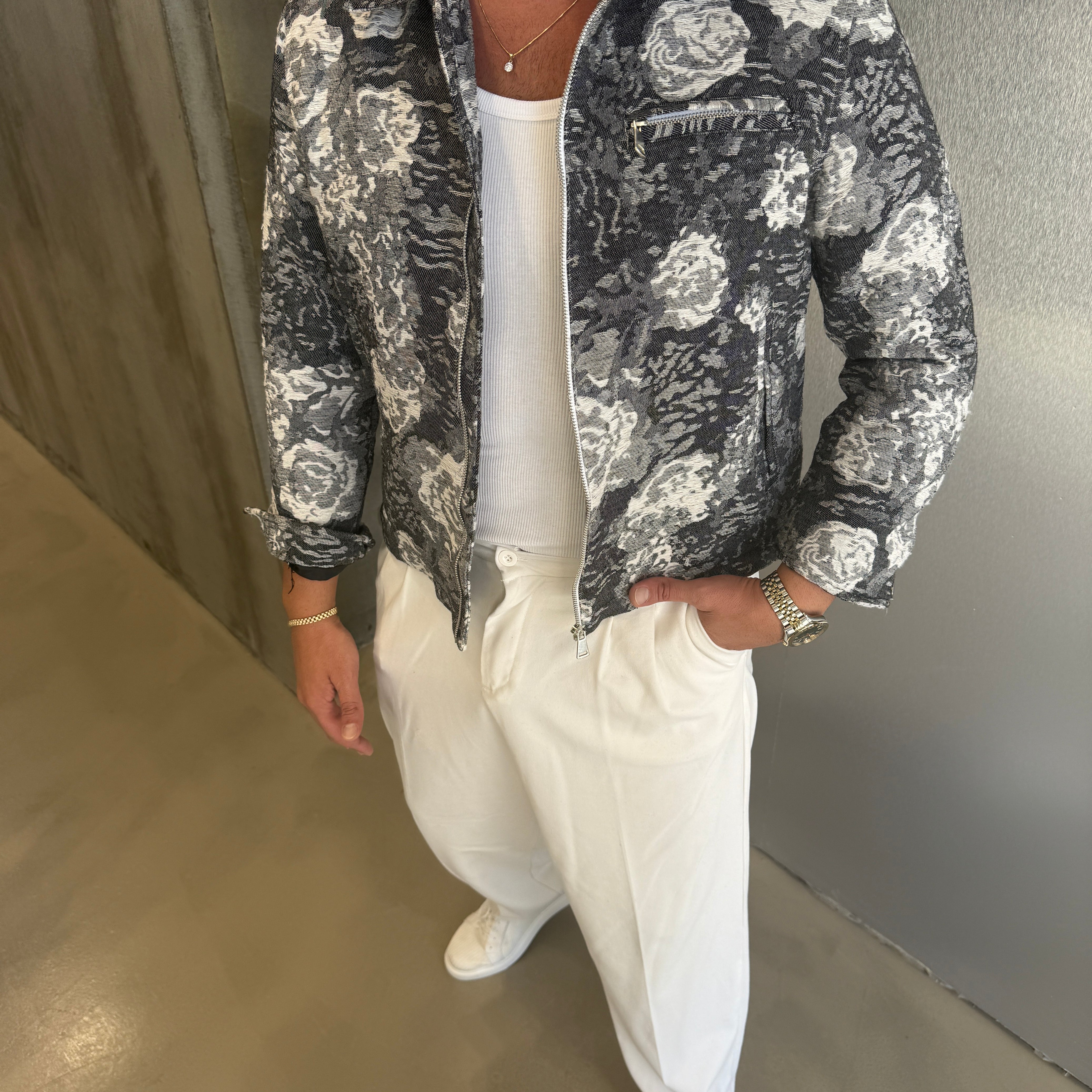 Mavi Desenli Tasarım Ceket