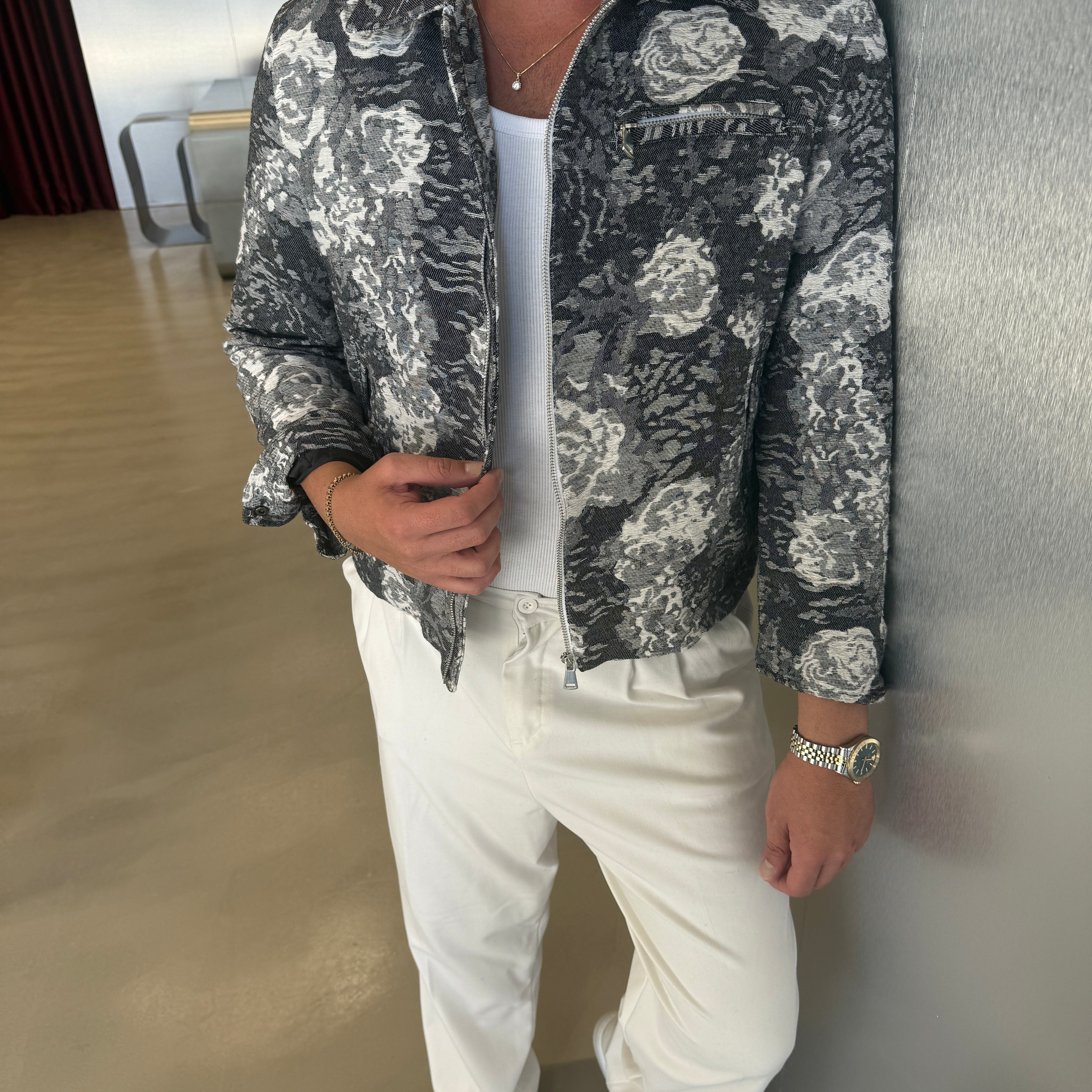 Mavi Desenli Tasarım Ceket