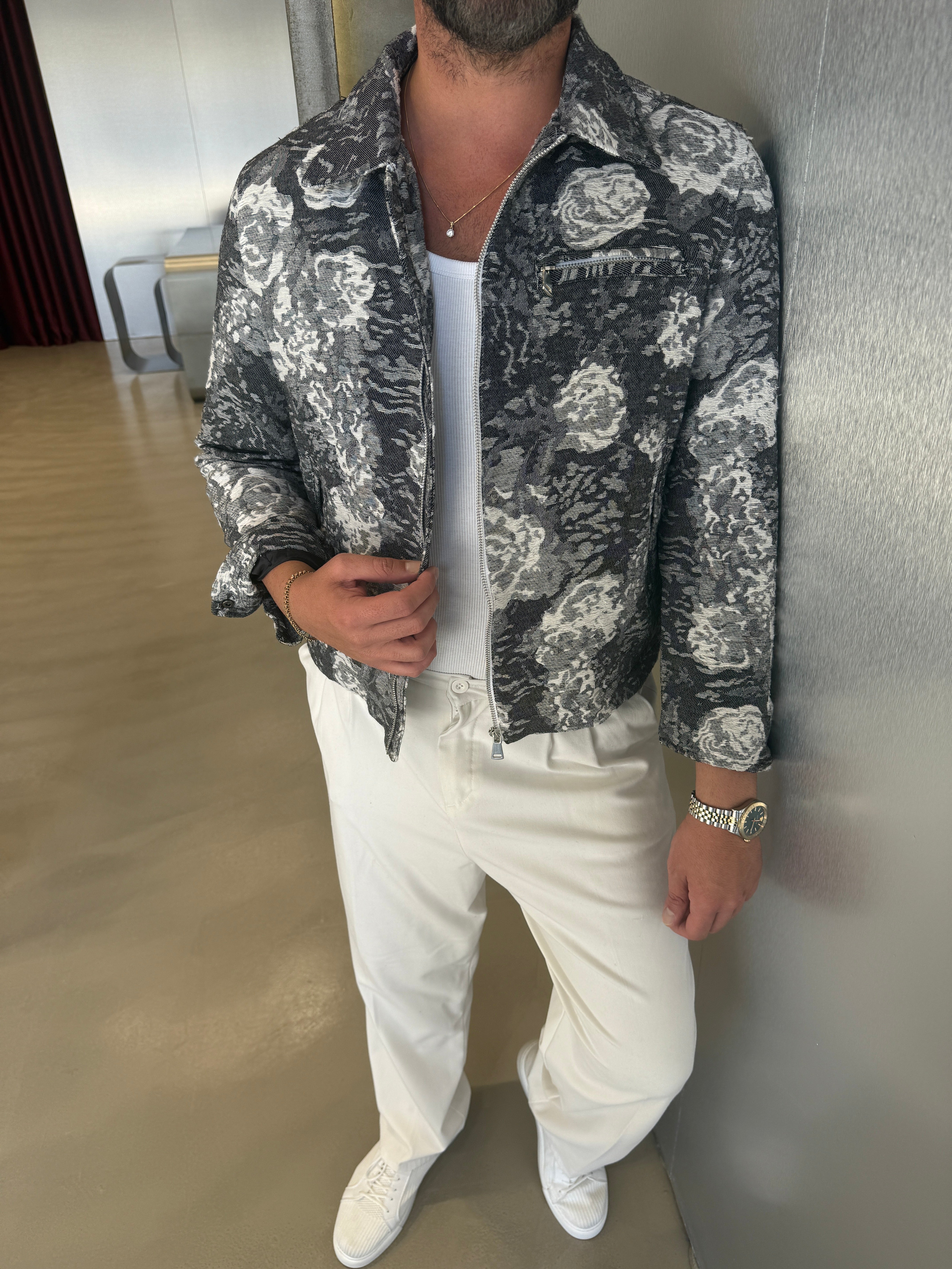 Siyah Desenli Tasarım Ceket