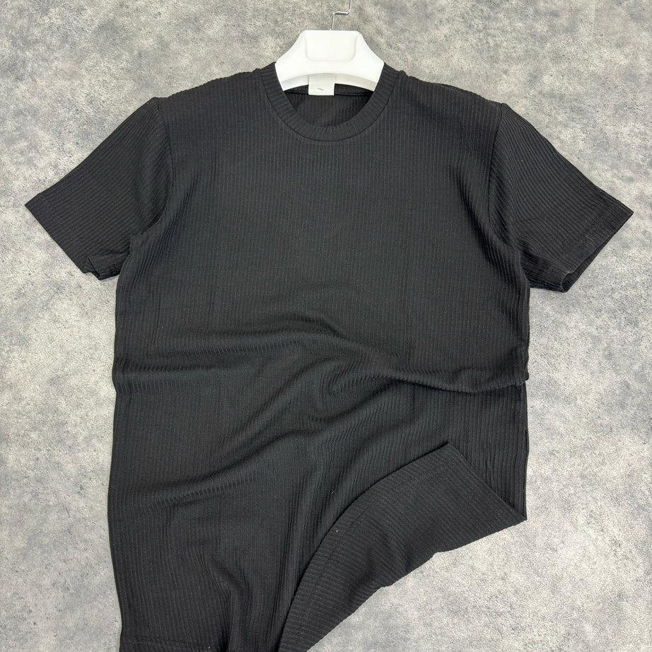 Siyah Bisiklet Yaka T-Shirt