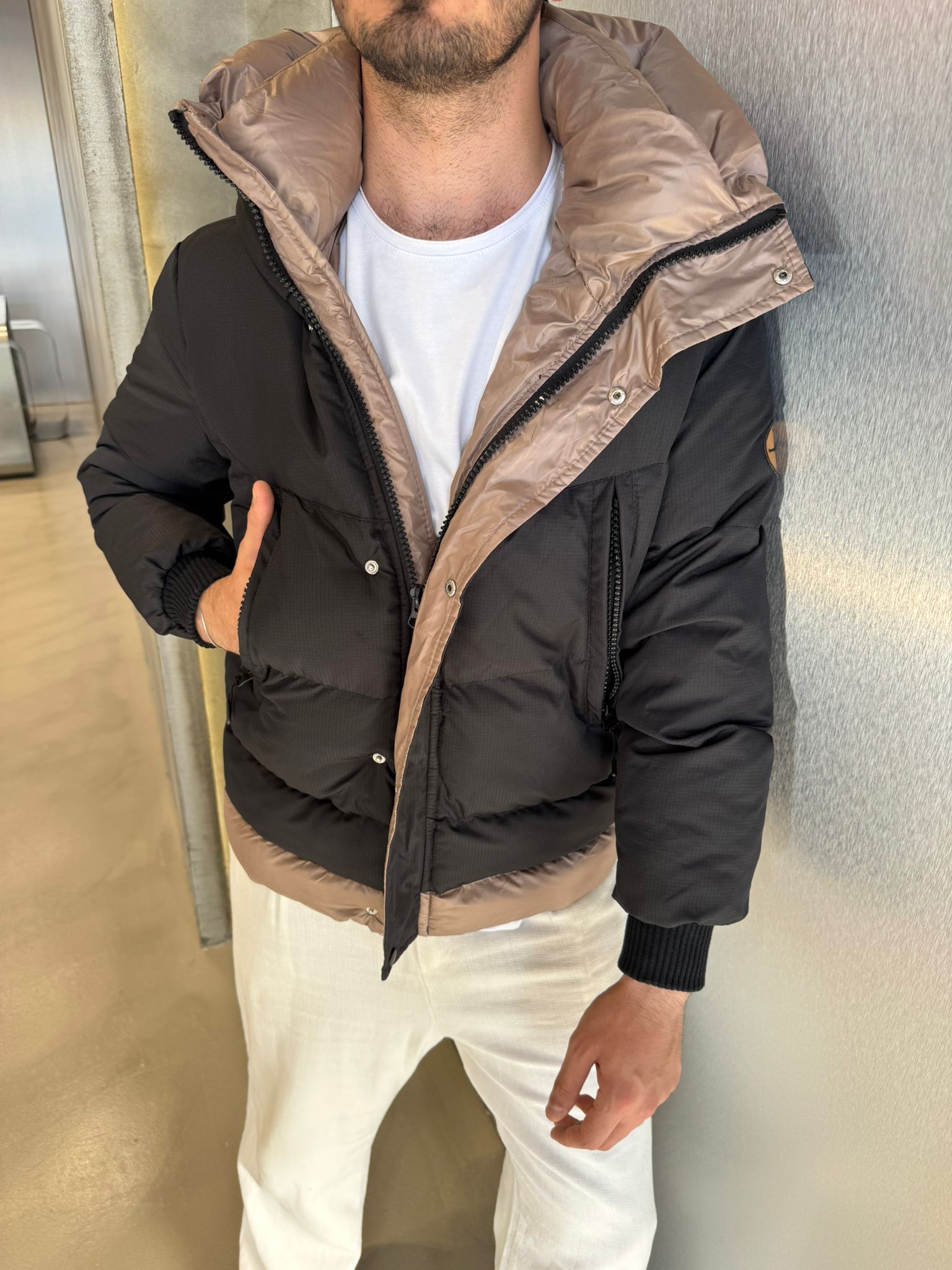 Yeşil Detaylı Şişme Mont