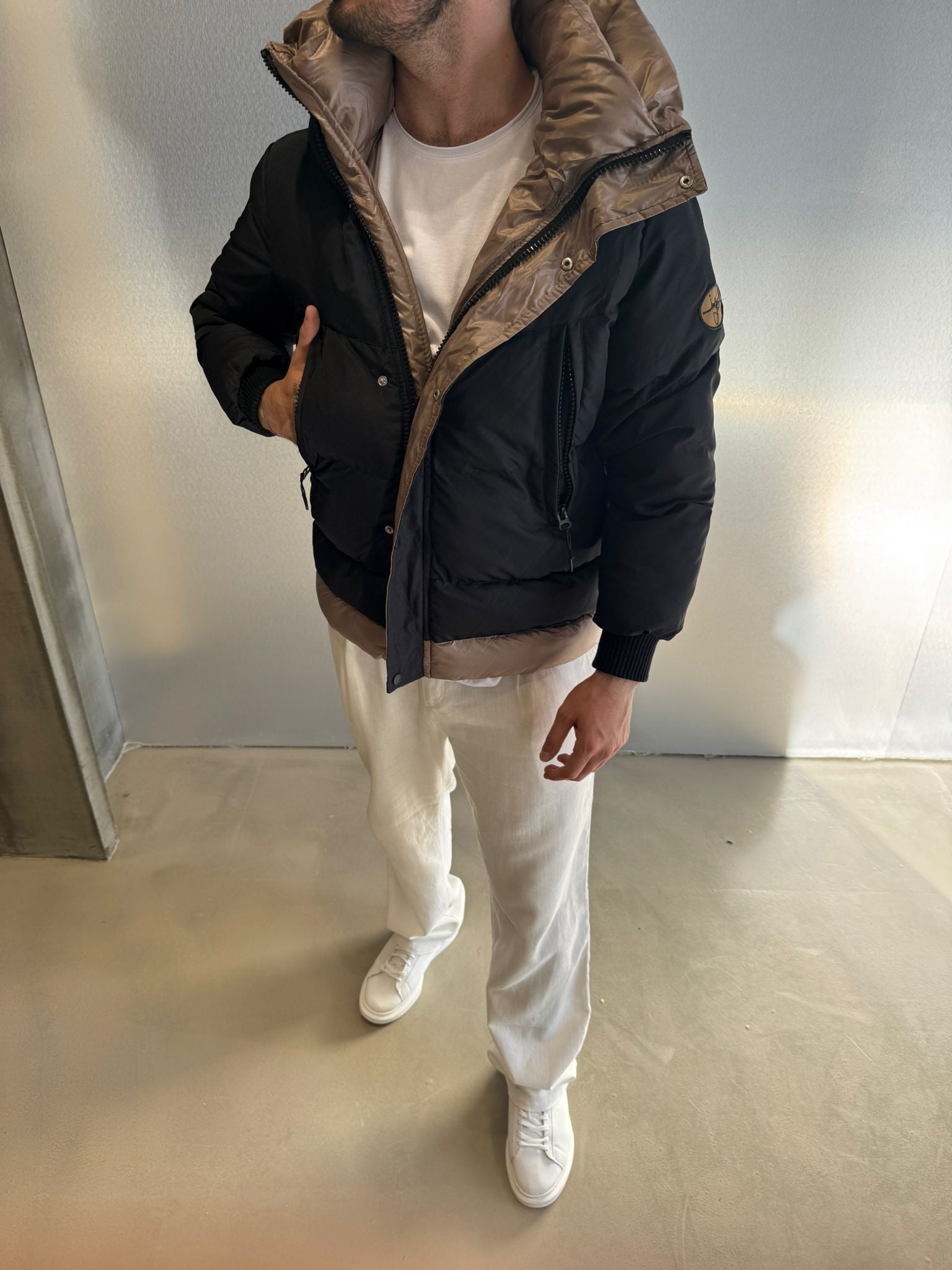 Yeşil Detaylı Şişme Mont