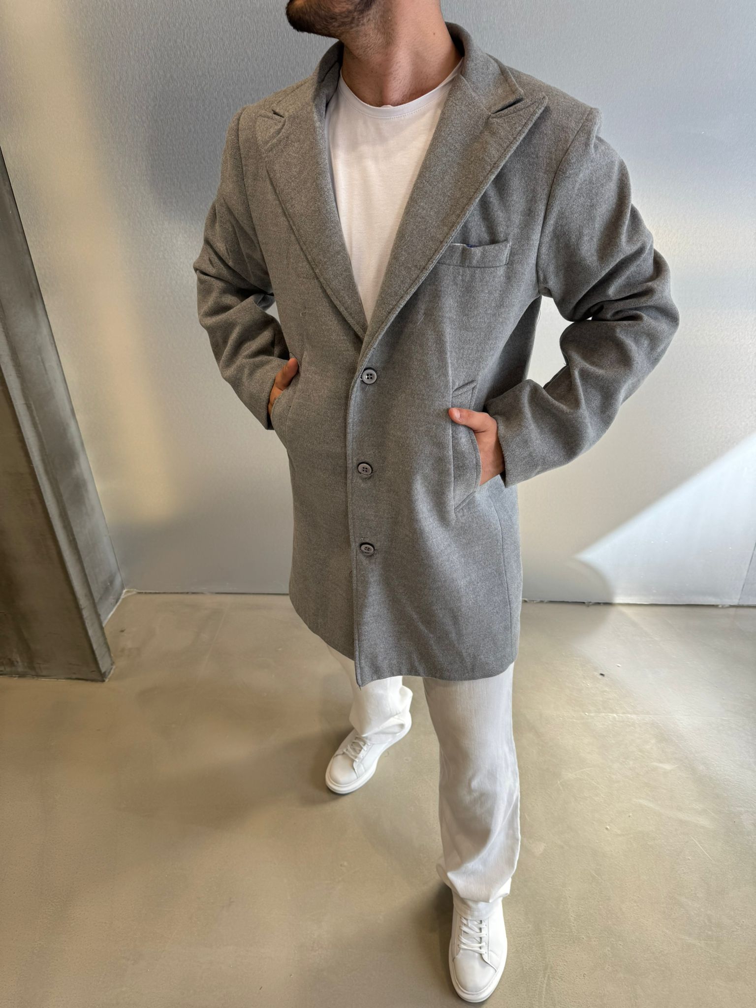 Gri Kaşe Kaban