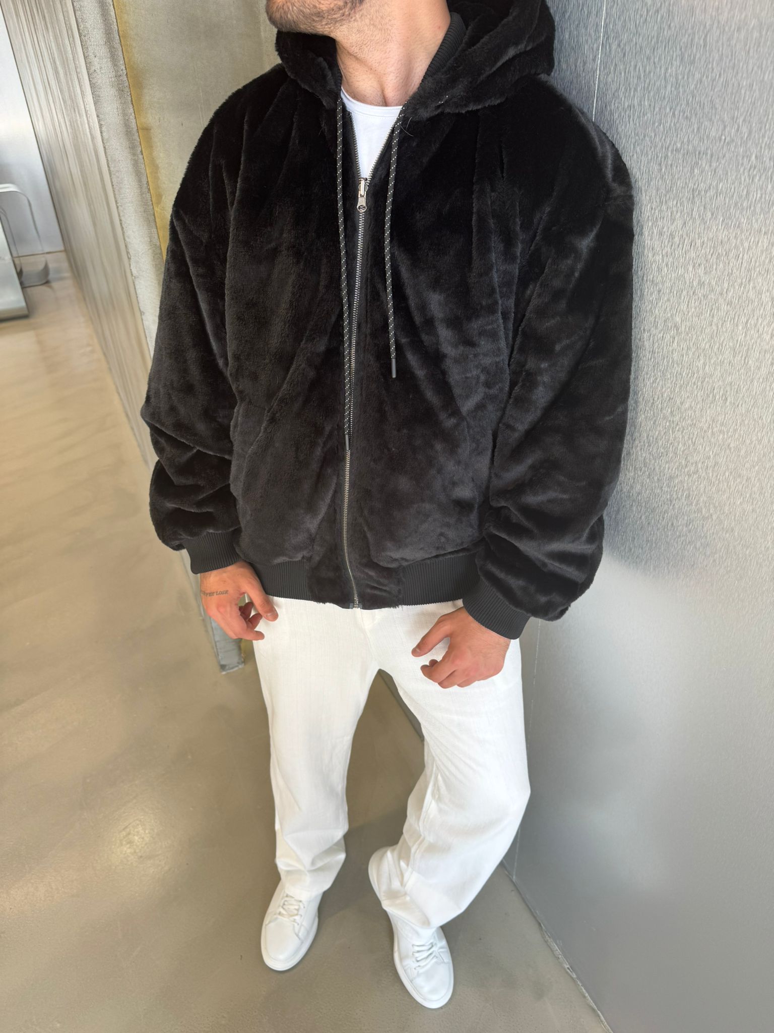 Siyah Çift Taraflı Mont