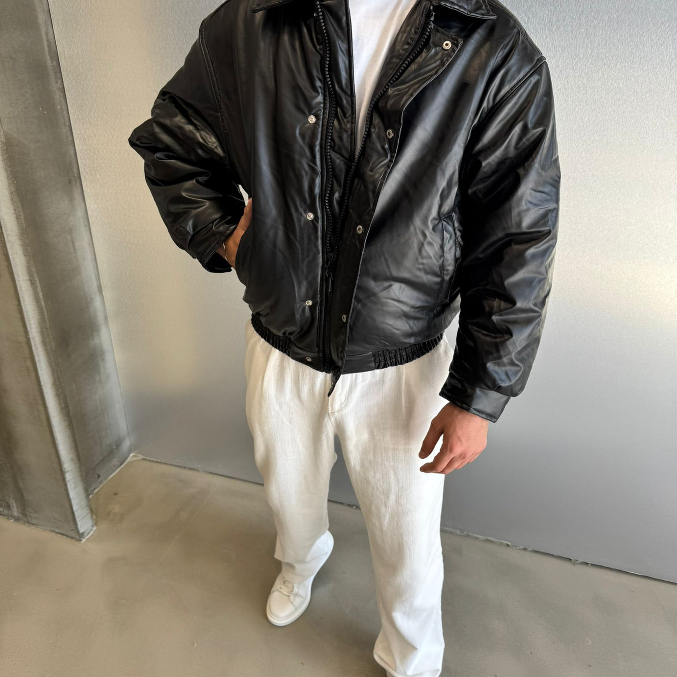Siyah Oversize Şişme Mont
