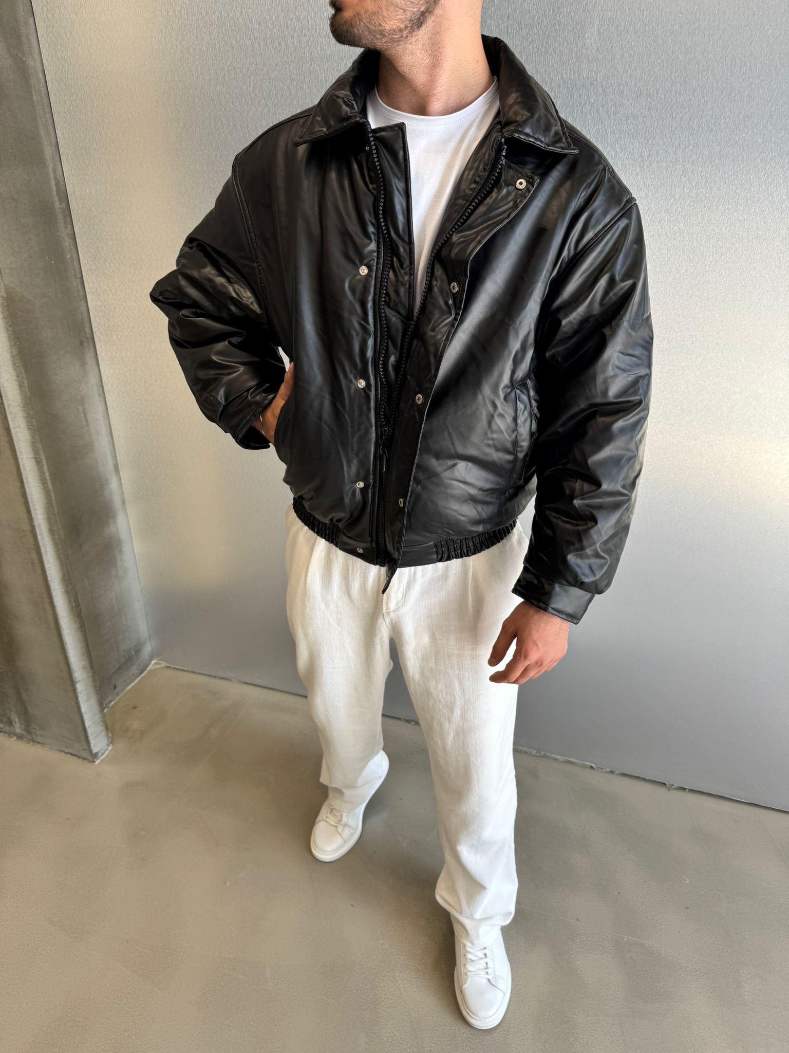 Siyah Oversize Şişme Mont