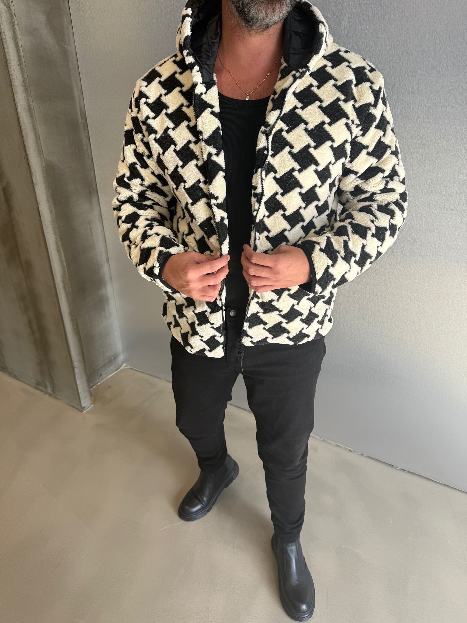 Dama Deselin Peluş Kapüşonlu Şişme Mont