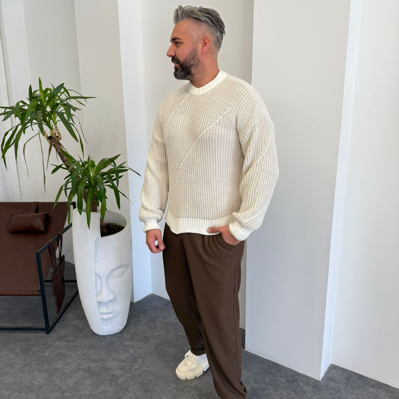 Yeşil Çelik Örme Kazak