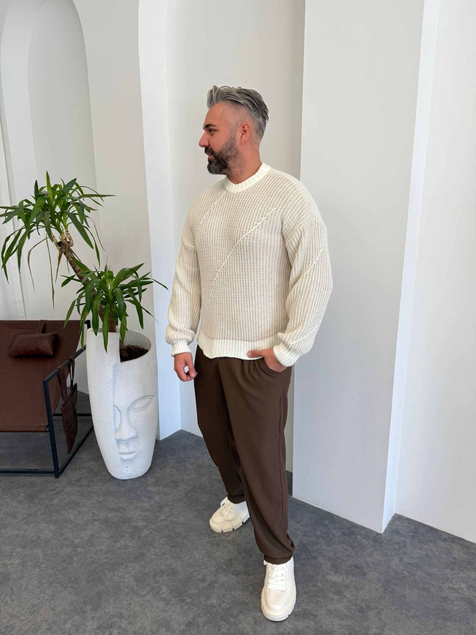 Yeşil Çelik Örme Kazak