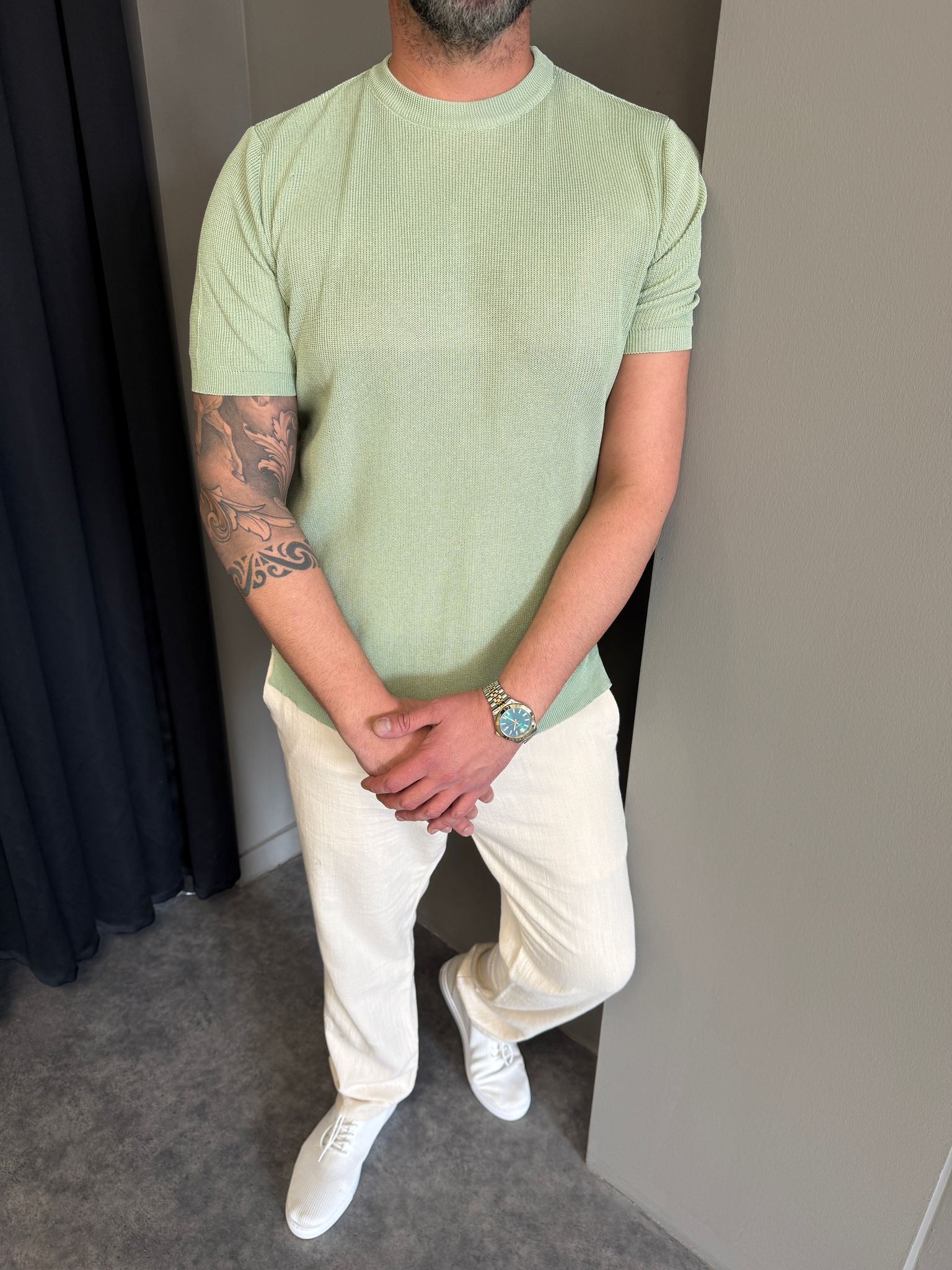 Mint Yeşili Triko T-Shirt