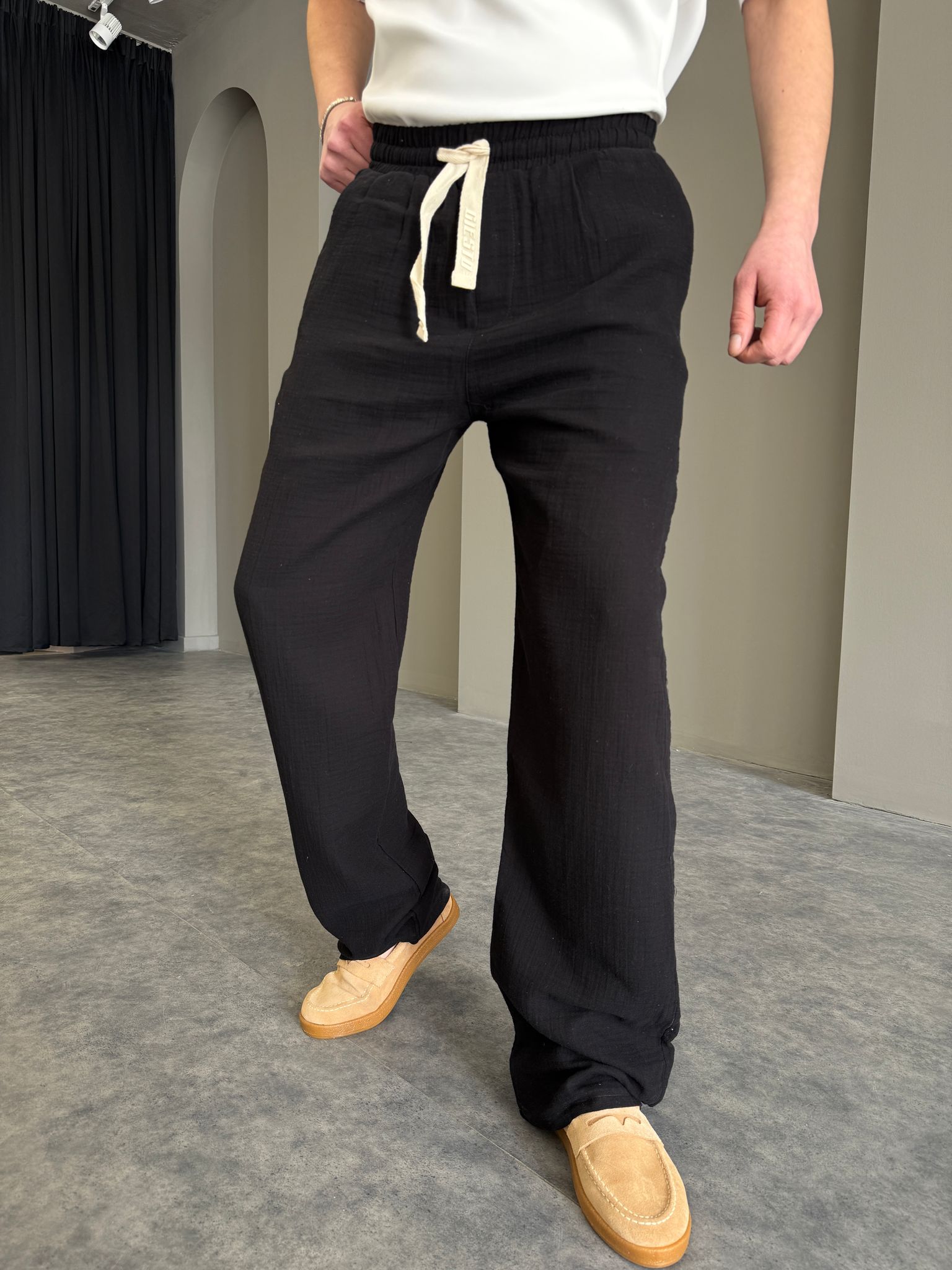 Siyah Müslin Baggy Pantolon